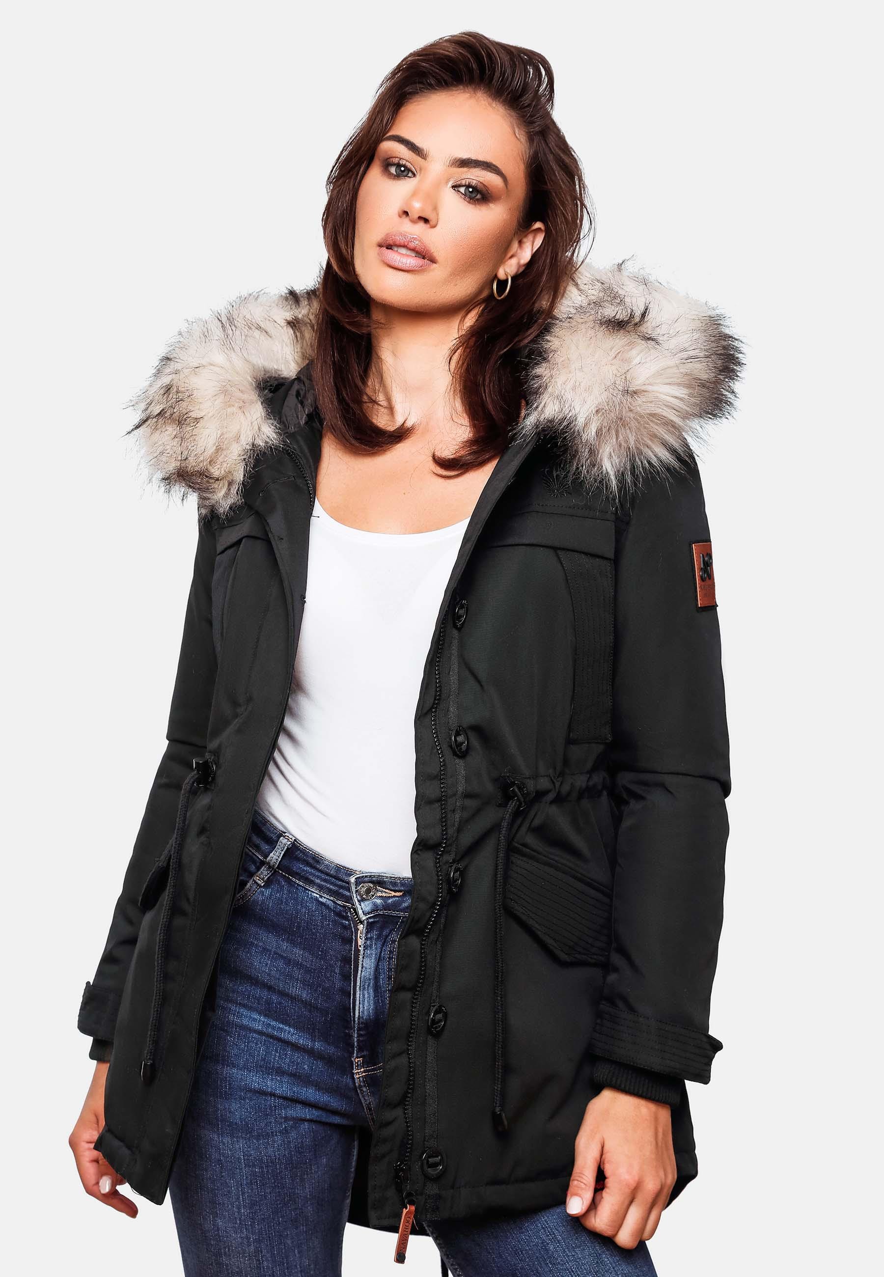 Navahoo Wintermantel »Lady Like«, edler Parka m. abnehmbarem Kunstfell