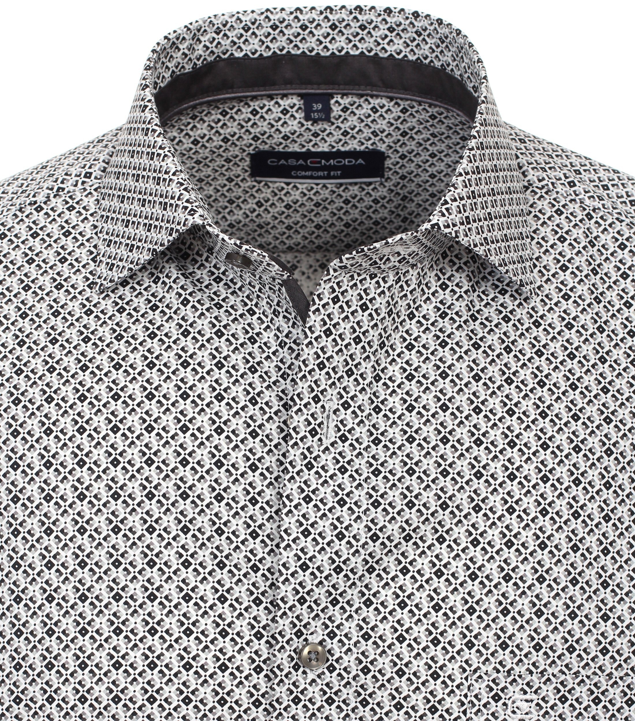 CASAMODA Businesshemd Print Herrenhemd Grau 52 2