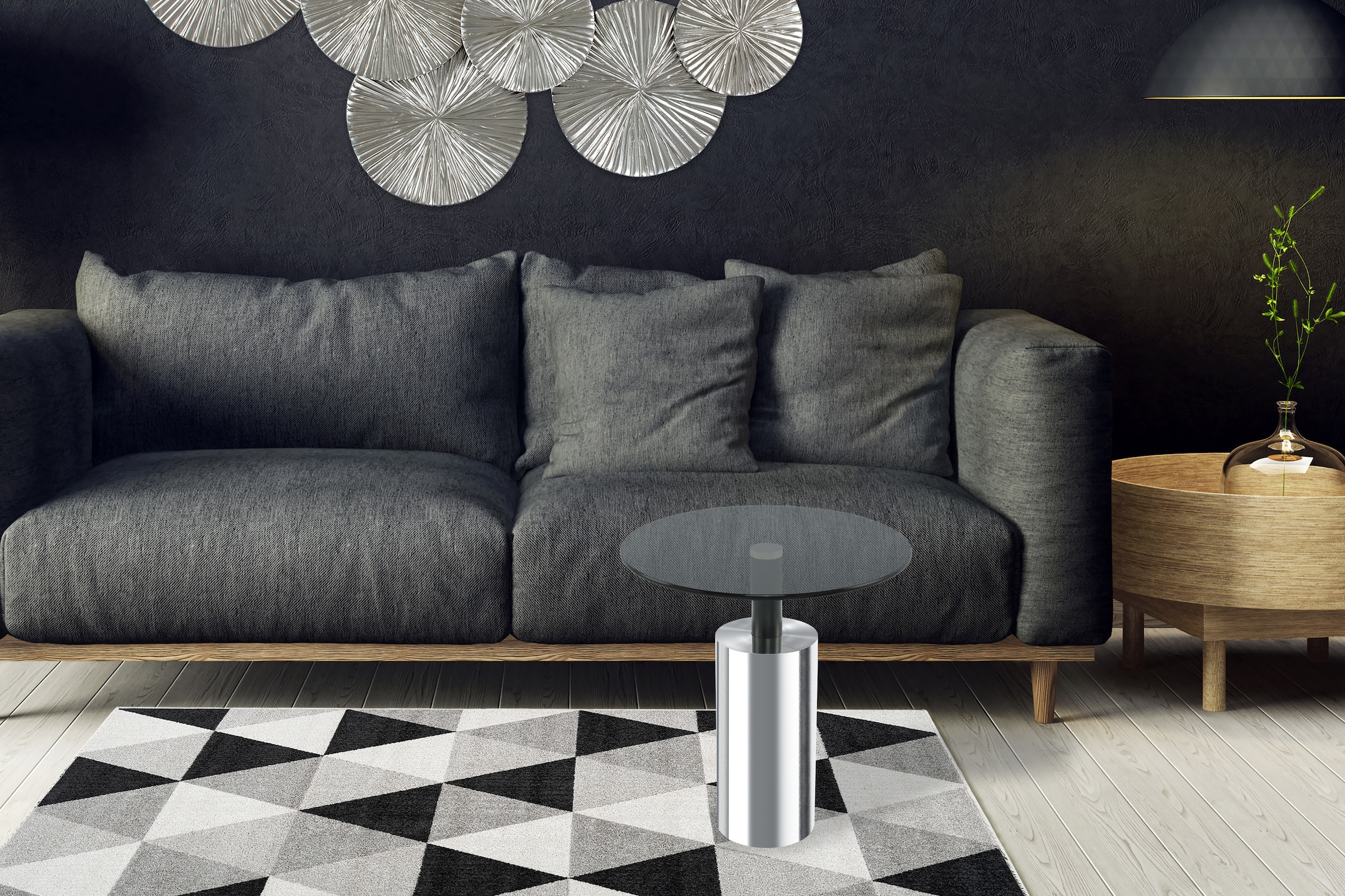 Kayoom Beistelltisch »Rosanna 525, Beistelltisch in glamourösem Stil,runde Glas-Tischplatte«, (1 St.), Runde Tischplatte, edles Design, zeitlose Farben, Sockel: Ø 15 cm