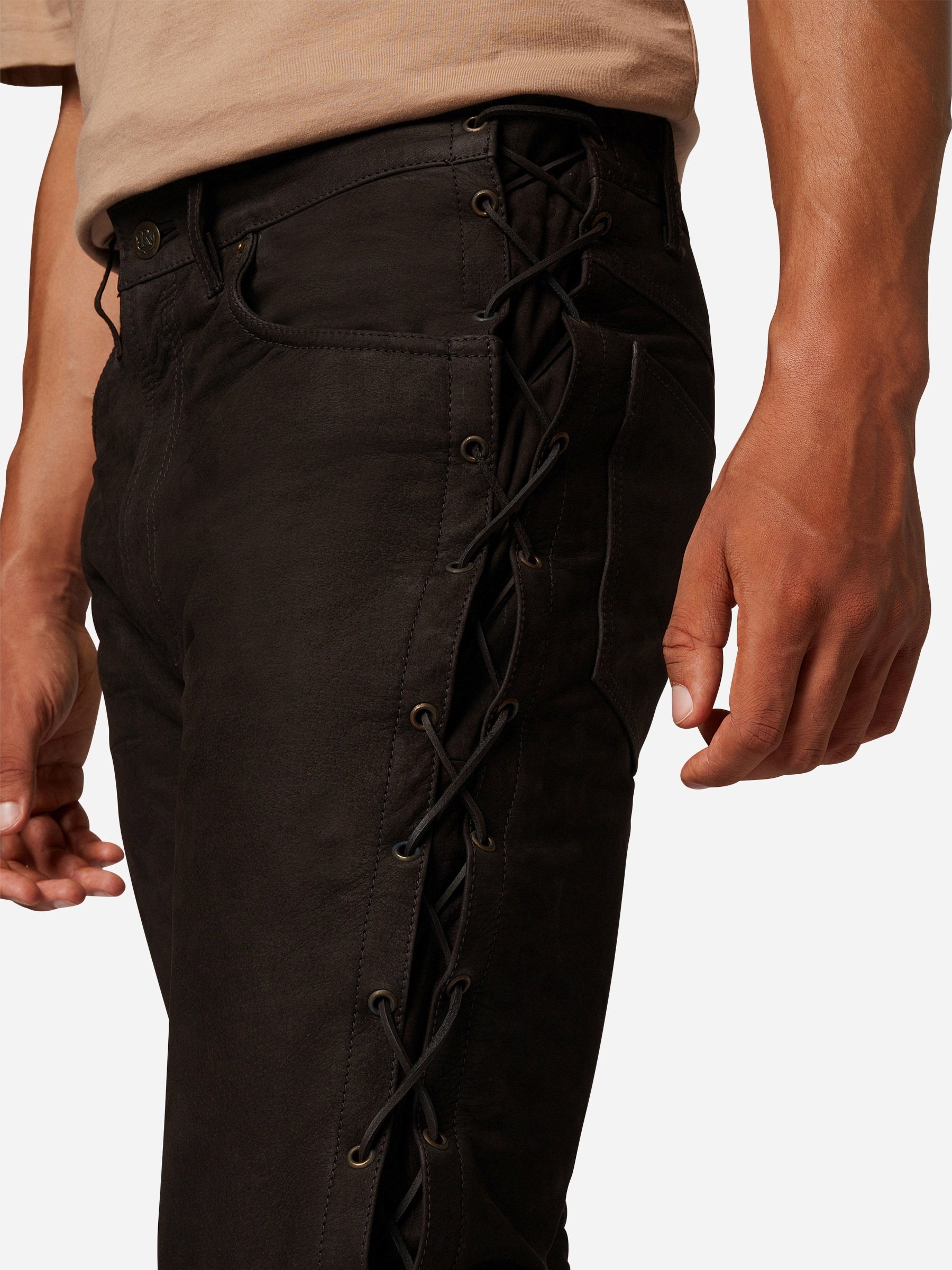 RICANO Lederhose »Lederhose S/L RT-101 (Buff Nubuk - geschnürt)«  Handgefertigt aus echtem Leder