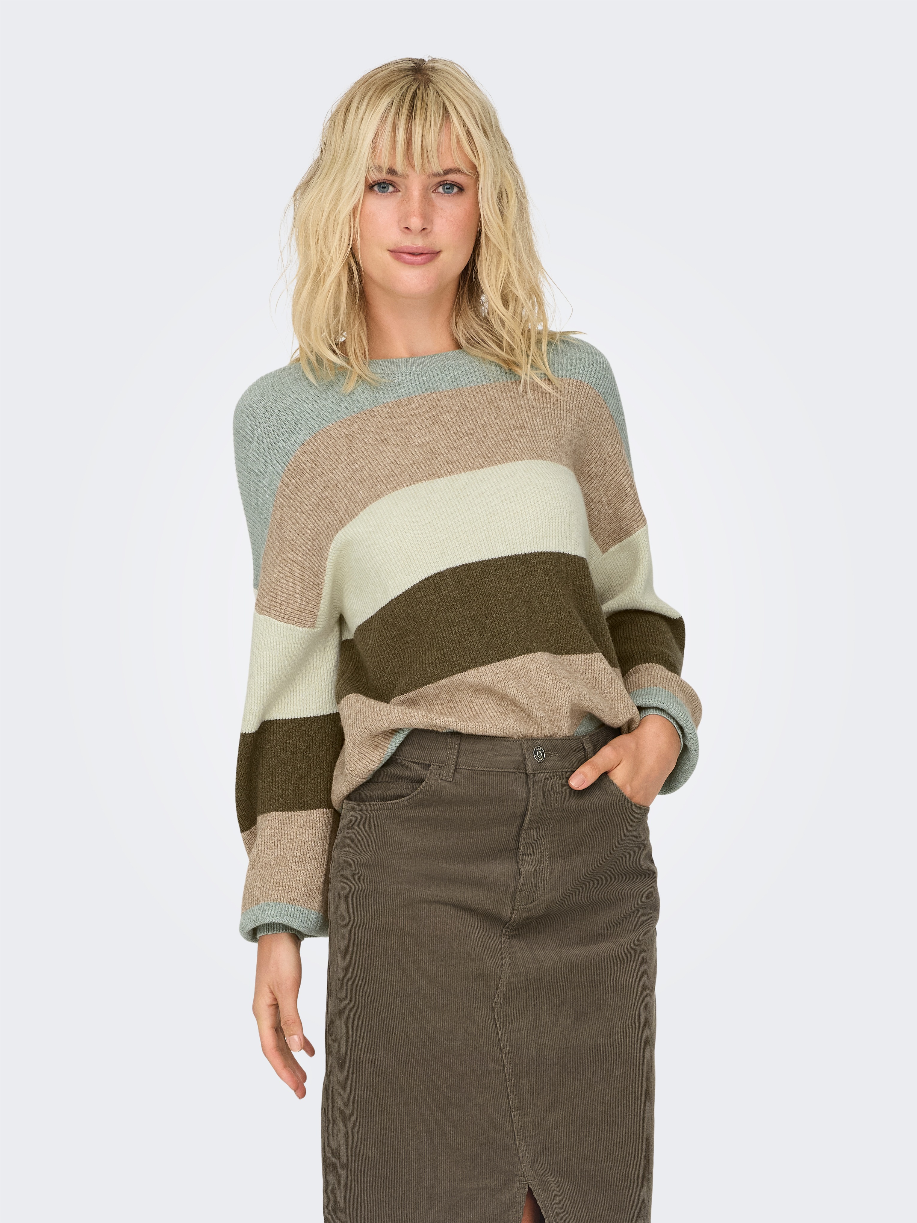 Thumbnail - ONLY Strickpullover "ONLATIA L/S STRIPE PULLOVER KNT NOOS" mit Colorblock Design