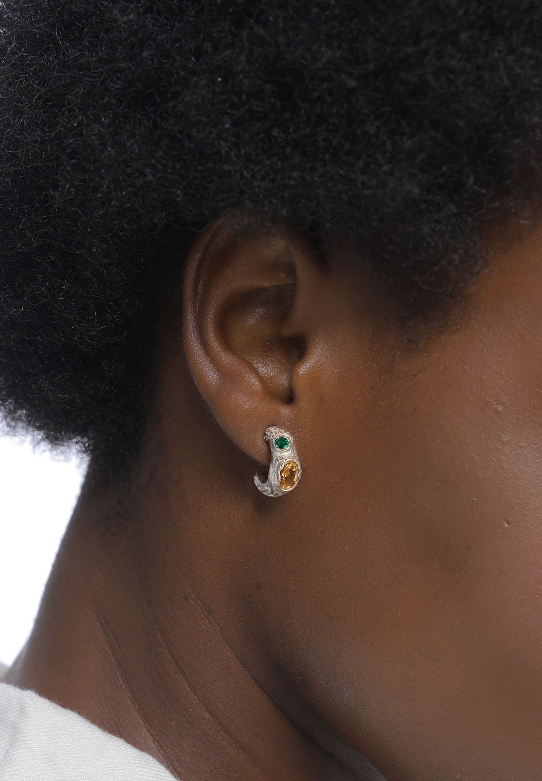 Elli Paar Ohrstecker »Ohrringe Synthetischer Smaragd Grün Citrine Gelb 925 Sterling Silber«