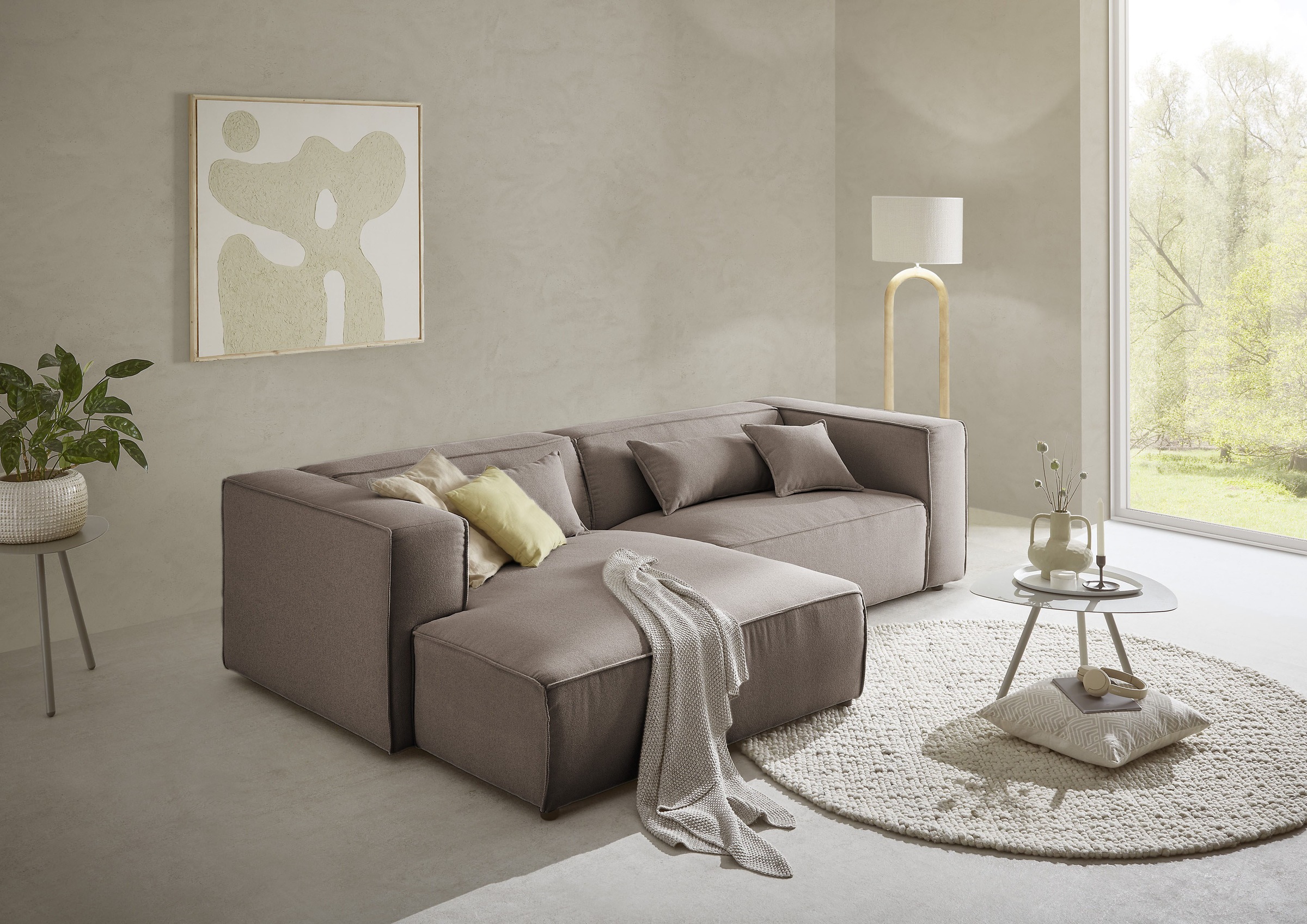 LeGer Home by Lena Gercke Ecksofa "PIARA mit Kedernaht, Cord, Leinenoptik o günstig online kaufen