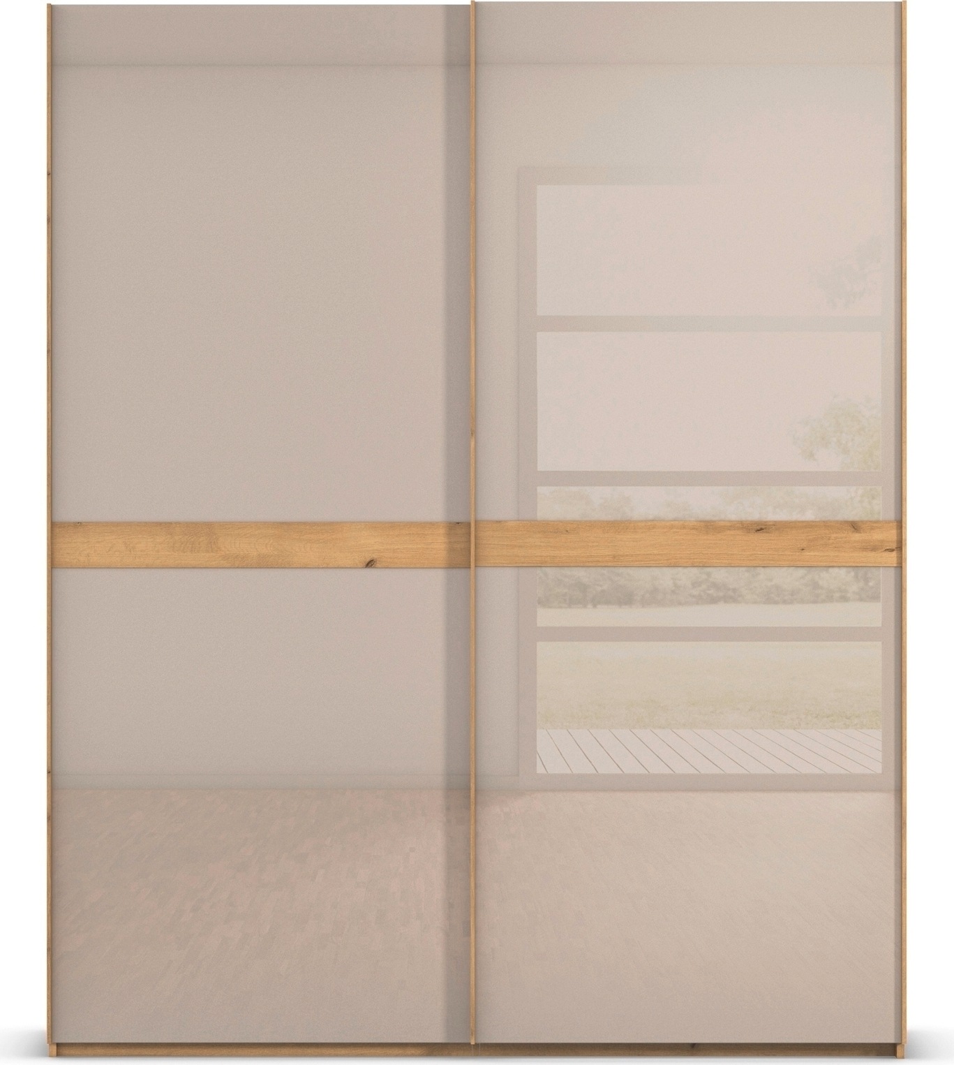 rauch Schwebetürenschrank »Kleiderschrank Schrank Garderobe Schlafzimmerschrank SCALE-LINE«, edle Optik mit Bauchbinde in Korpusfarbe mit Glasfront MADE IN GERMANY