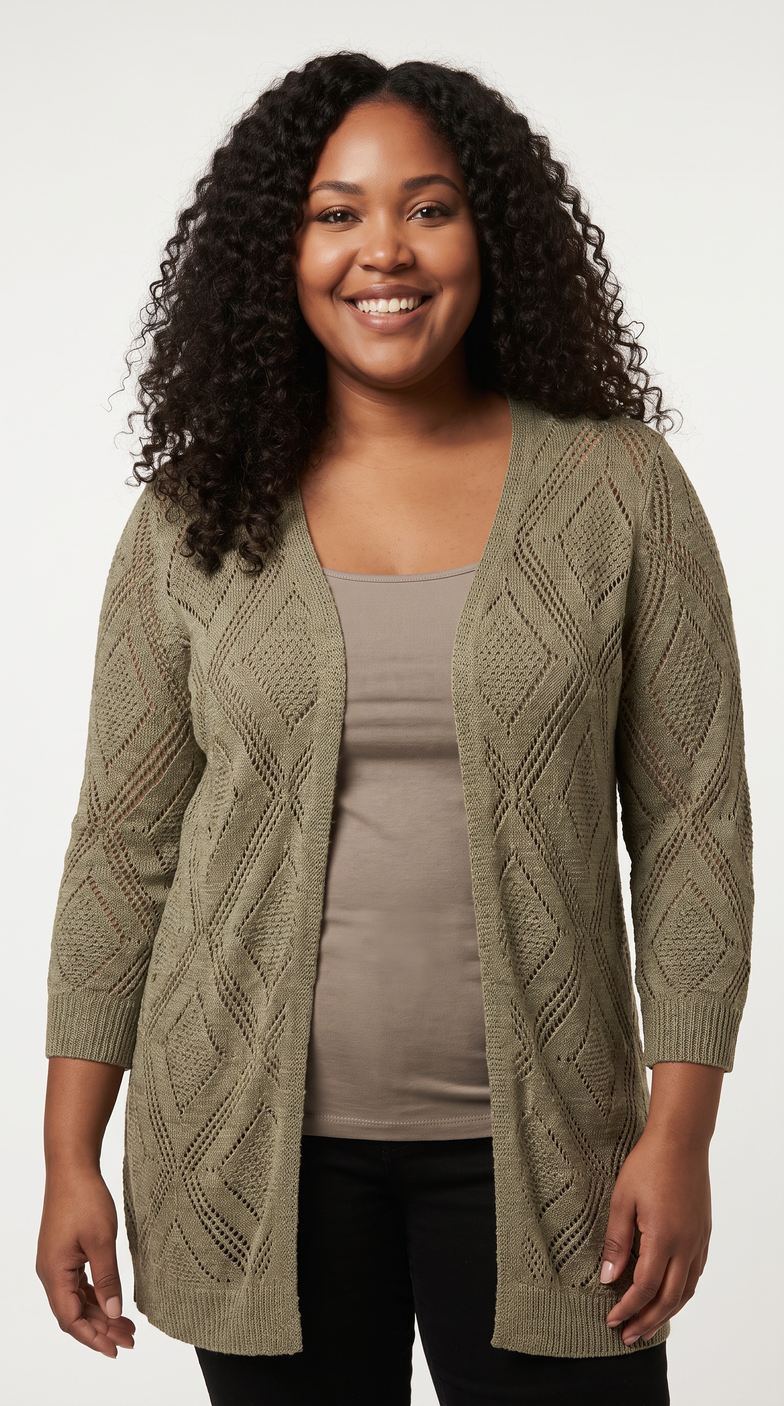 ONLY CARMAKOMA Strickjacke "CARPAMELA 4/5 OPEN CARDIGAN KNT"