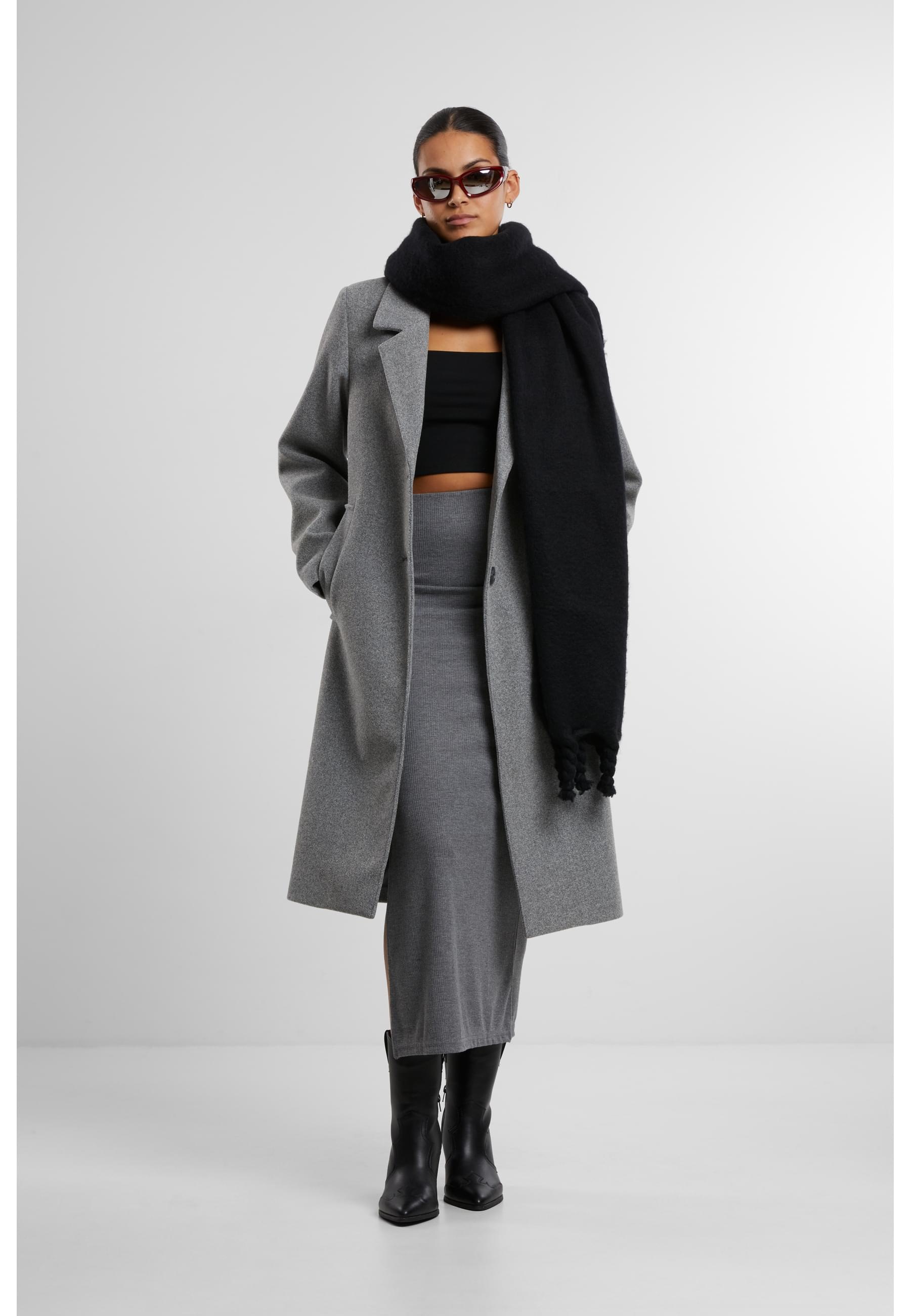 URBAN CLASSICS Sommerrock »Urban Classics Ladies Rib High Slit Skirt«, (1 tlg.)