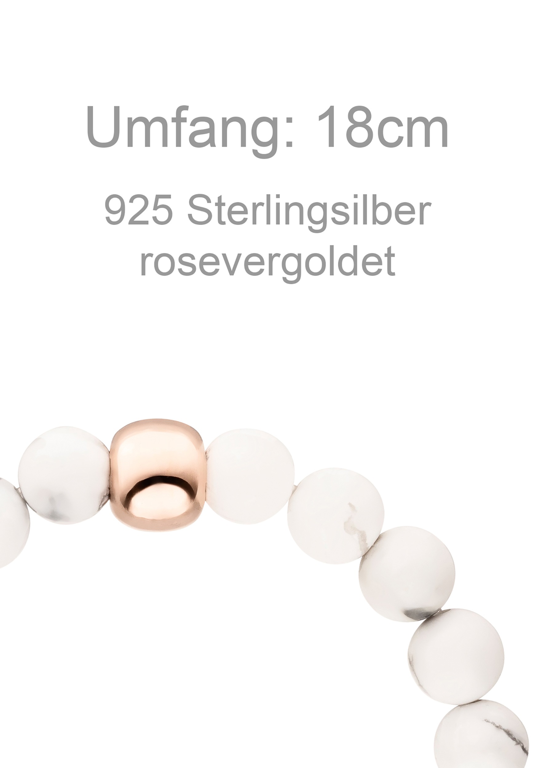 JOBO Armband »Kugeln 8 mm« Howlith und 925 Silber vergoldet