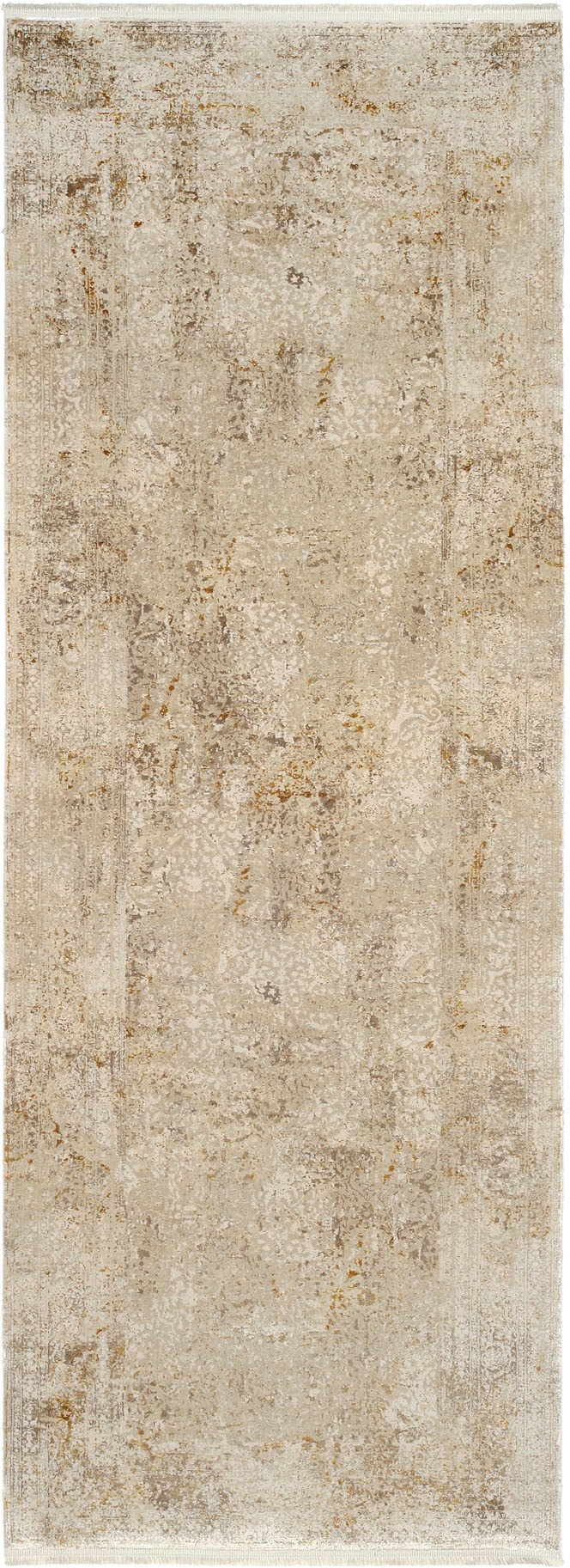 Läufer OCI DIE TEPPICHMARKE "BESTELLER CAVA", beige (beige, goldfarben), B:80cm H:8mm L:200cm, Viskose, Teppiche, Läufer, Glanz Viskose, mit Fransen, Hoch Tief Struktur, Vintage, Wohnzimmer