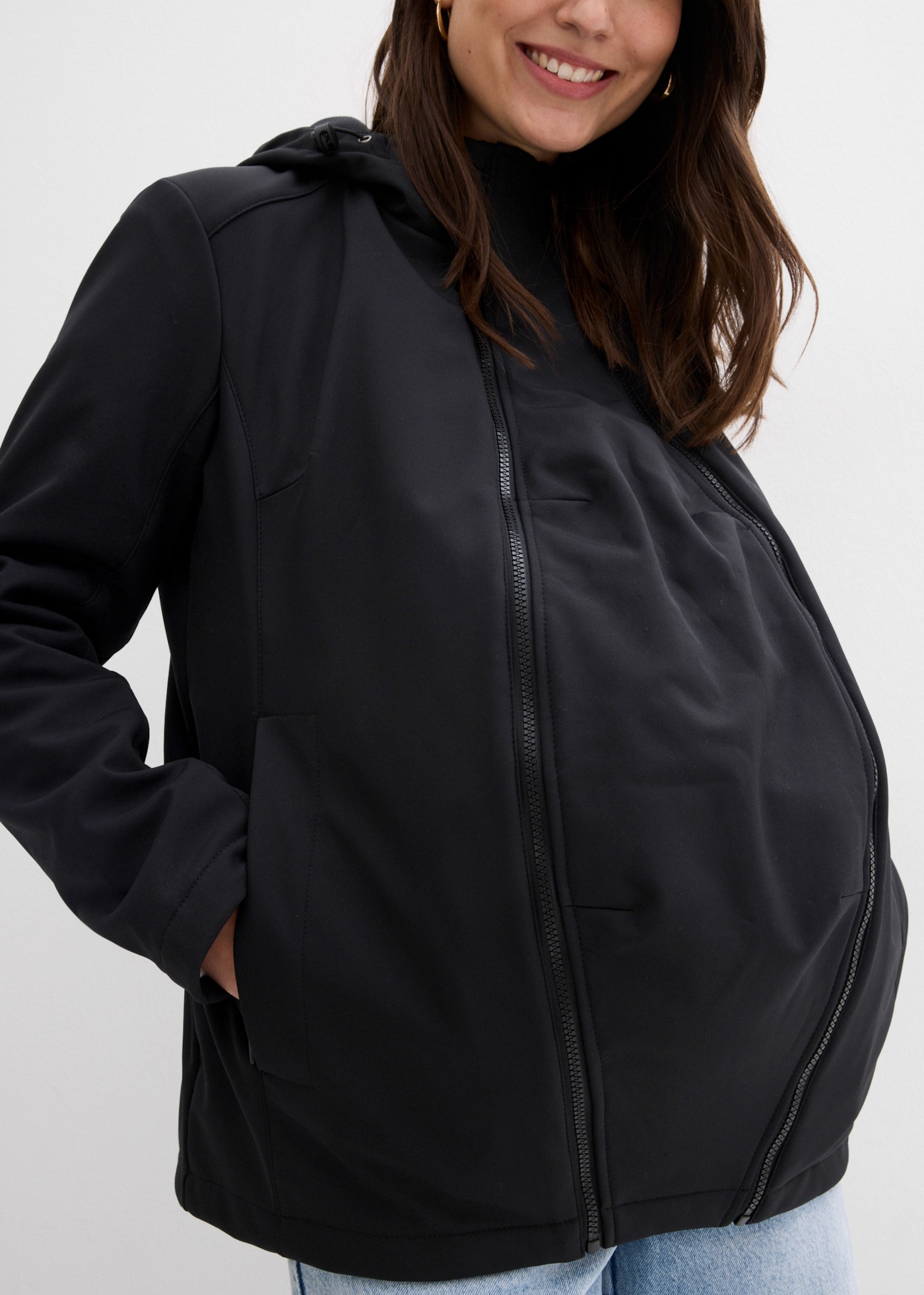 bonprix Umstandsjacke mit zwei Einsätzen für Schwangerschaft und Babytragen, Loose Fit