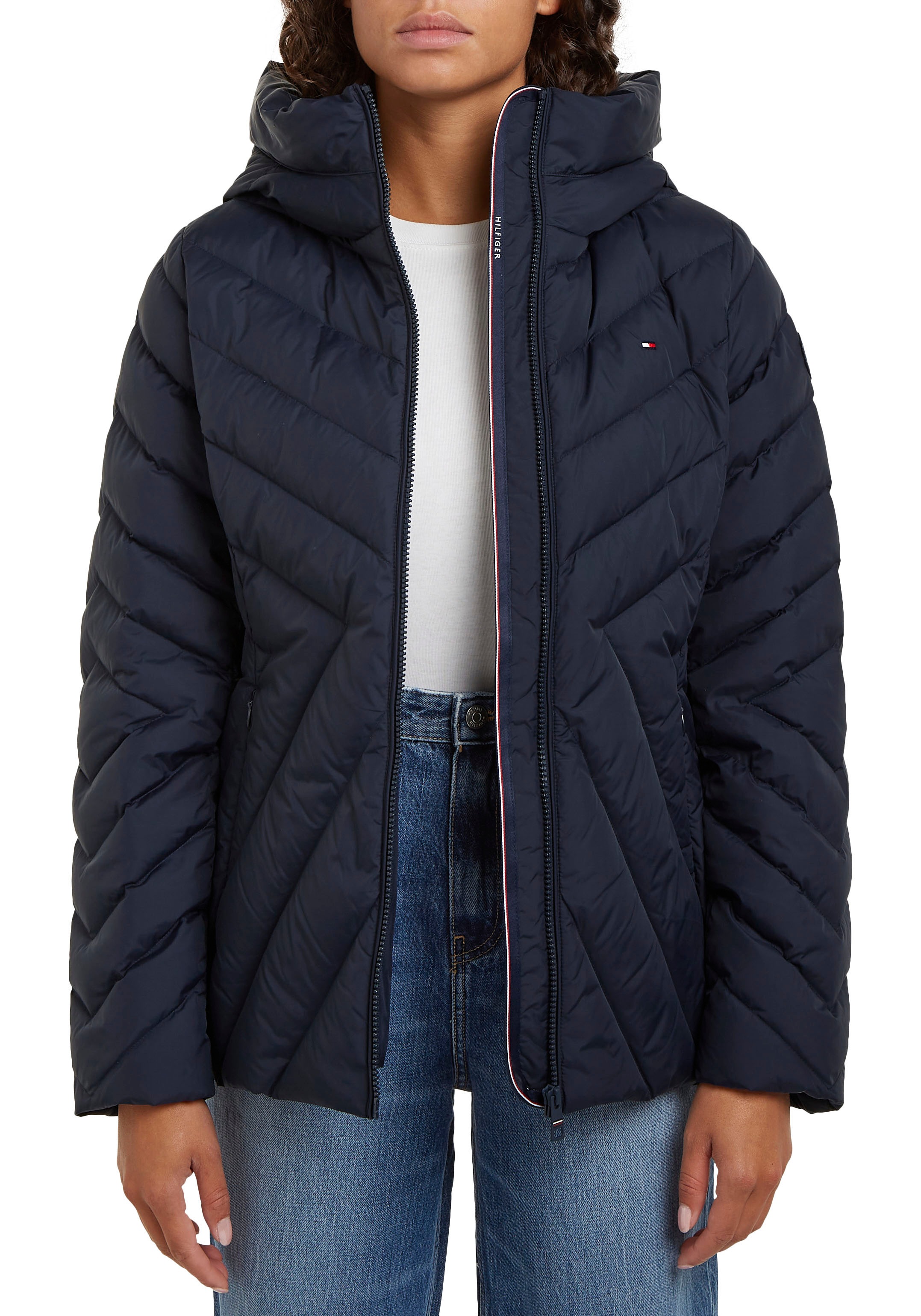 Tommy Hilfiger Steppjacke "CHEVRON MW PADDED JACKET", mit Kapuze, mit mitte günstig online kaufen