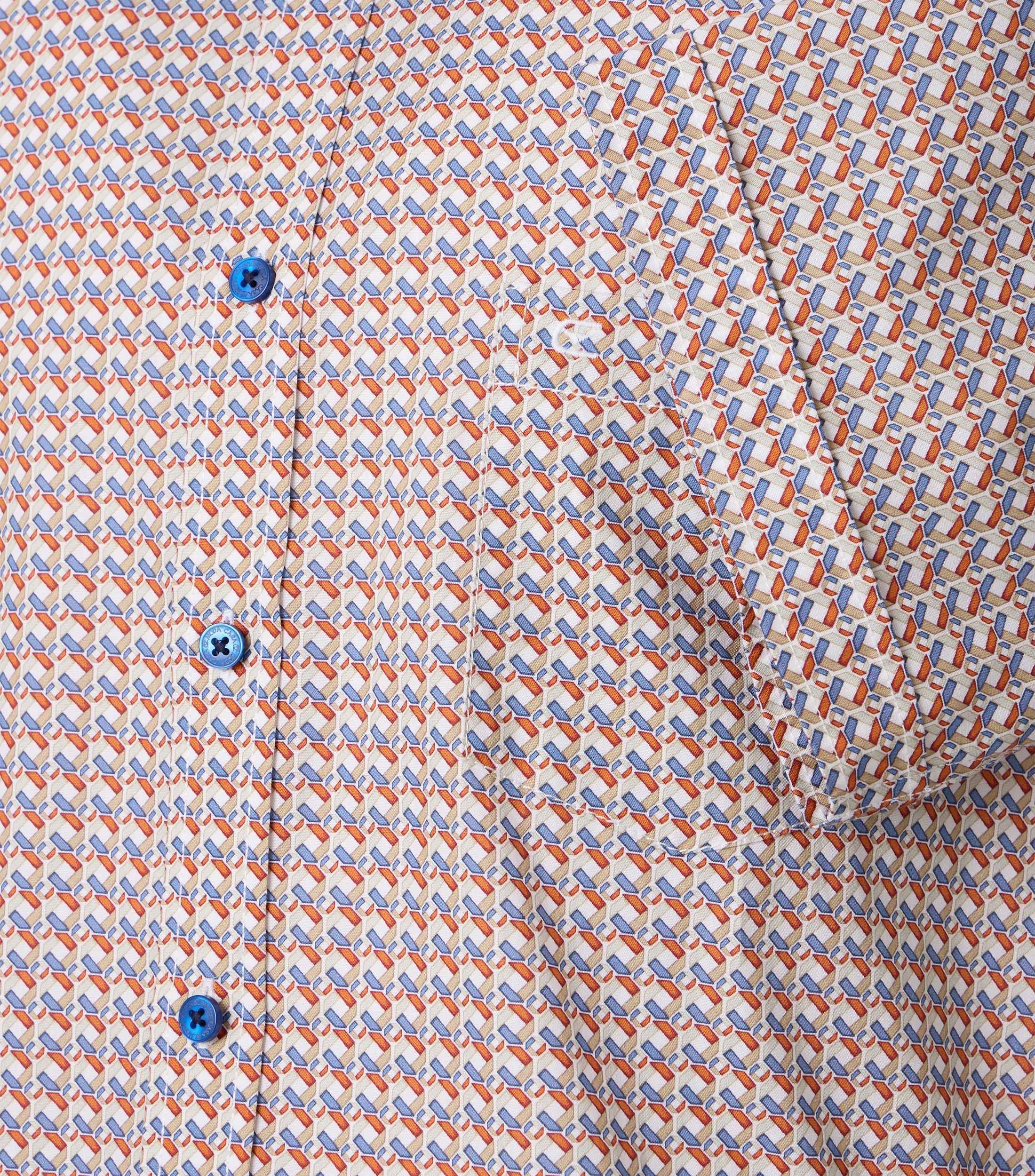 CASAMODA Herren Kurzarm Freizeithemd Print Orange Gr. L 3
