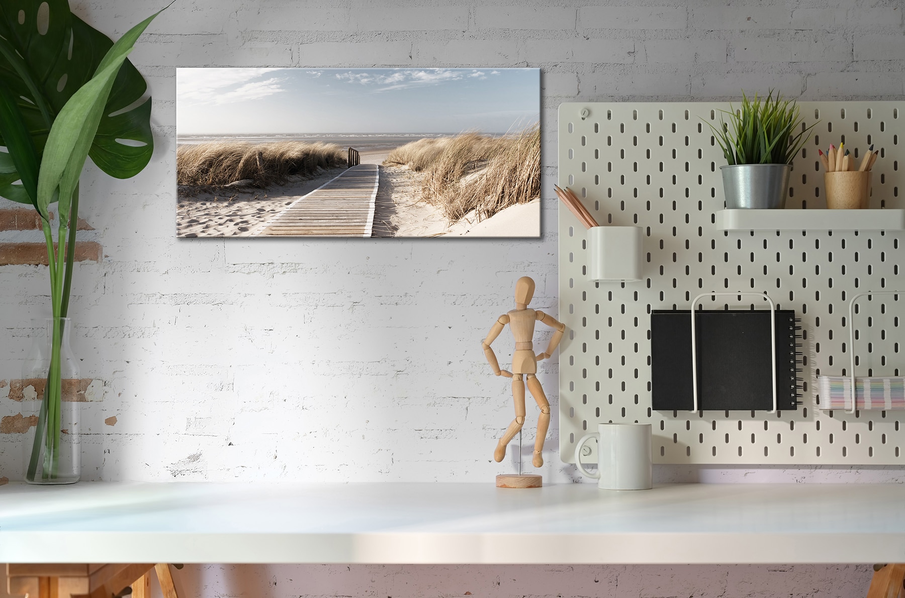 Bönninghoff Leinwandbild »Wandbild WEG ZUM STRAND 33x70 cm – Leinwandbild Keilrahmen Deko modern« Düne | Meer | Strand 1 Stk. tlg. auf Keilrahmen gespannt