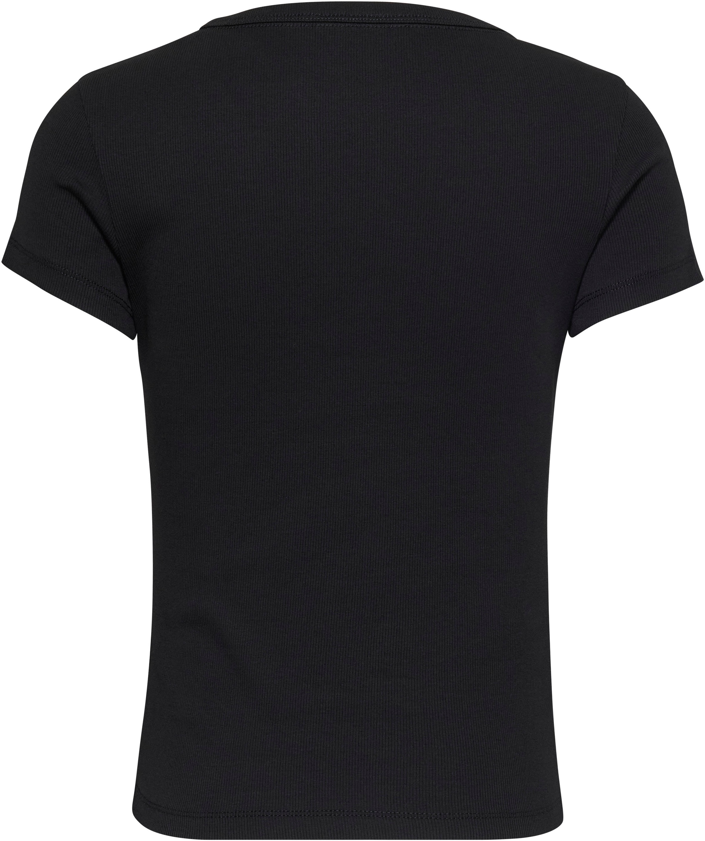 Tommy Jeans T-Shirt »Slim Essential Rib V-Neck Rippshirt«, mit Logostickerei  kaufen | BAUR