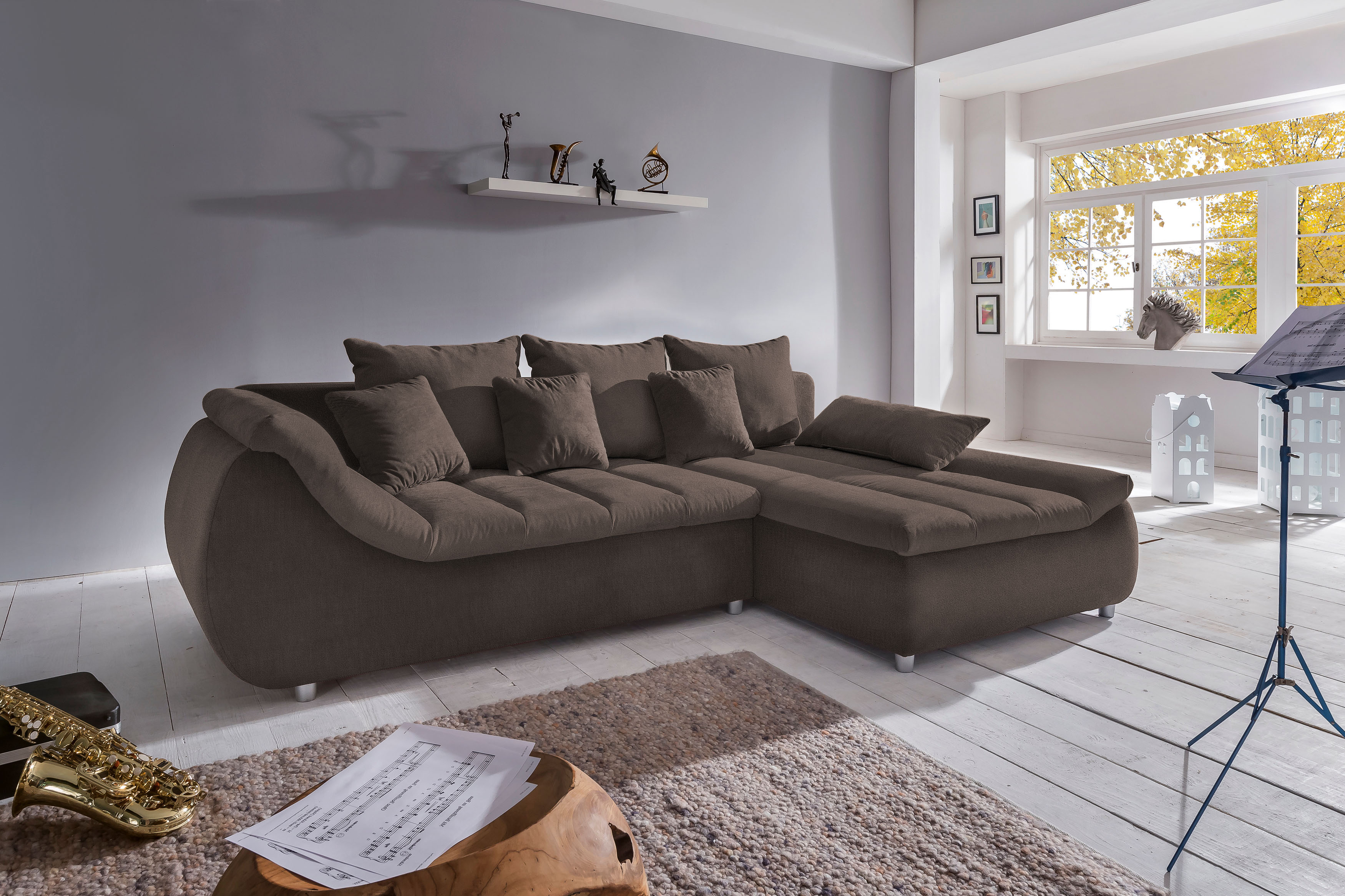 Home affaire Ecksofa "Imola, bequem, aktuelle Steppung im Sitz, L-Form, Breite 270cm" wahlweise mit Bettfunktion