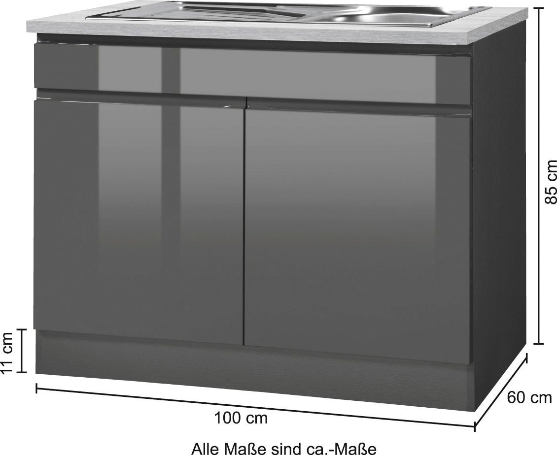 HELD MÖBEL Spülenschrank »Virginia«, 100 cm breit, inklusive Einbauspüle