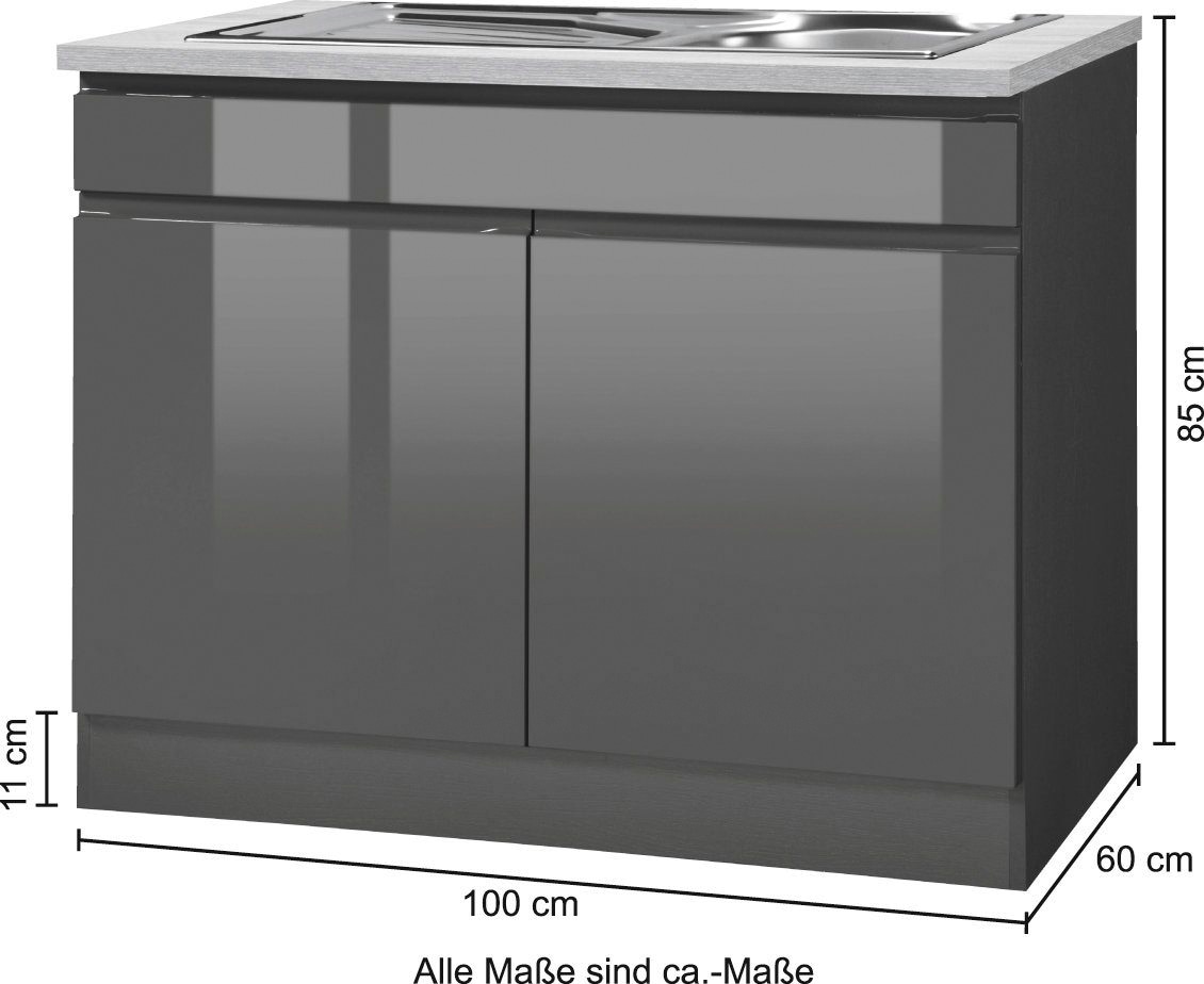 Kochstation Spülenschrank »KS-Virginia«, 100 cm breit, inklusive Einbauspüle