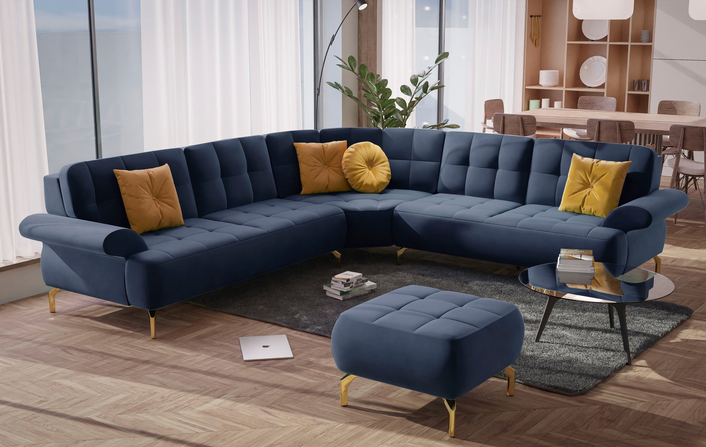 sit&more Polsterhocker »Orient 1«, goldfarbene Metallfüße