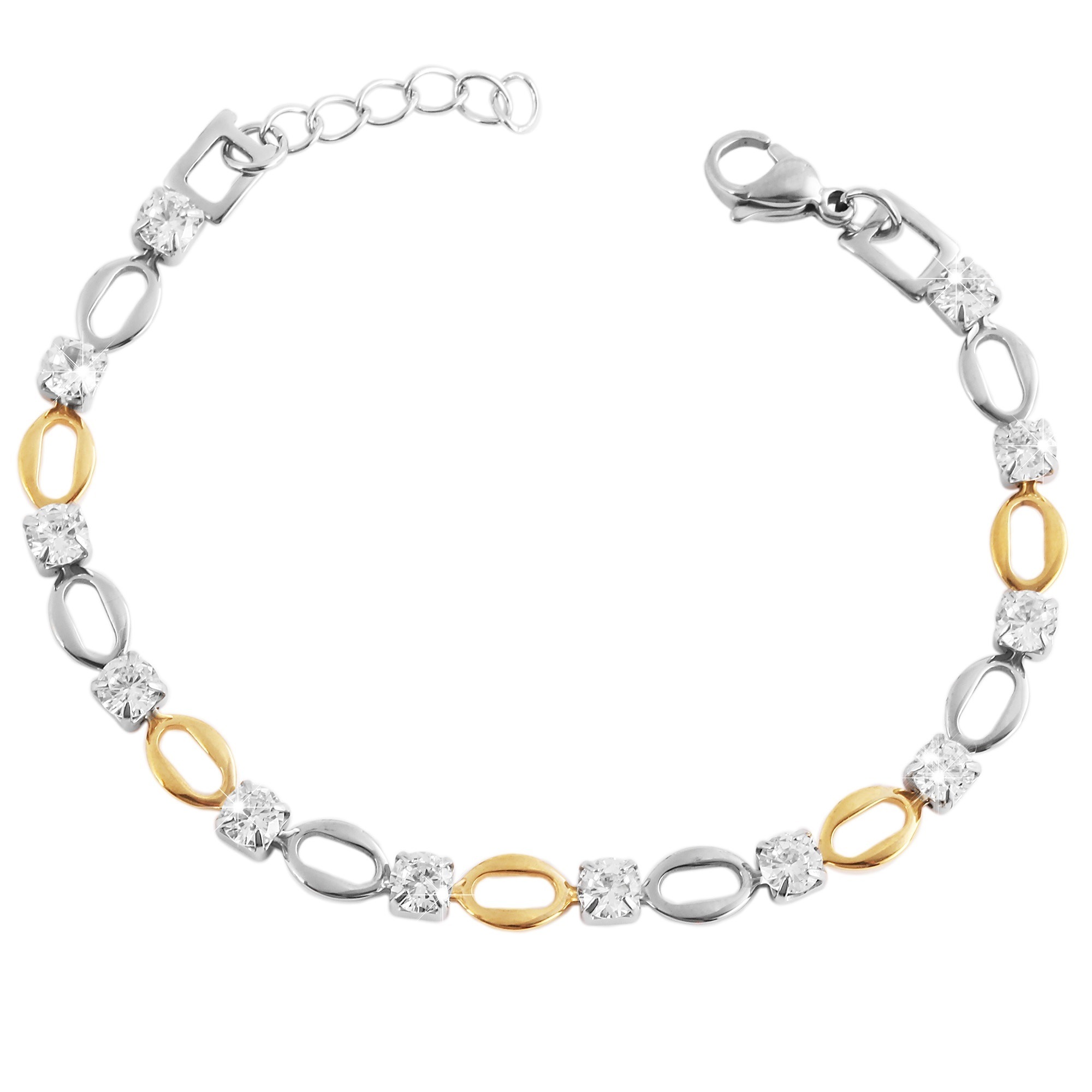 Edelstahlarmband »Damen Armband aus Edelstahl mit Zirkonia 17+3 cm«