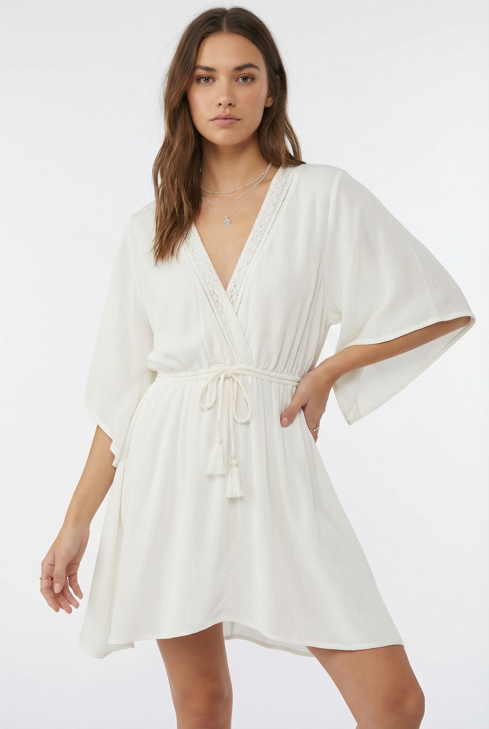 ONeill Strandkleid "ESSENTIALS TOKEENA COVER UP" mit Kordelzug mit Quasten, aus Viskose, lockerer Schnitt