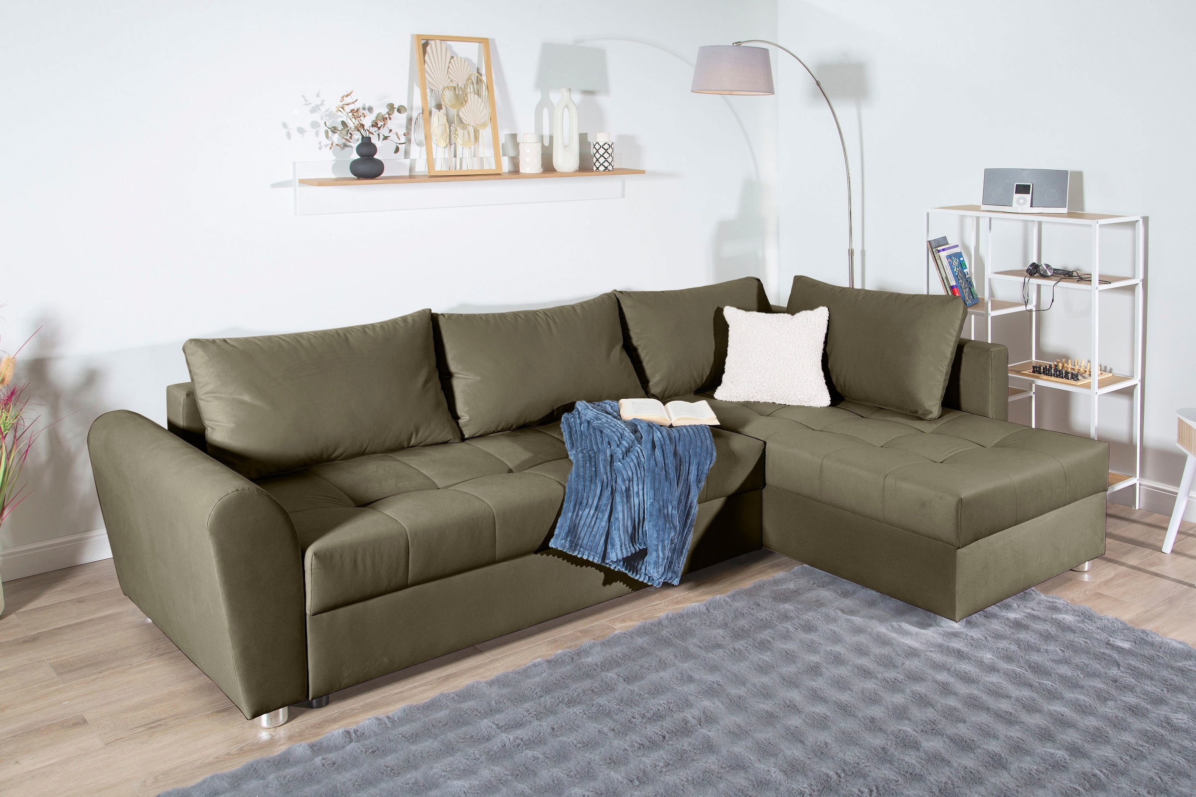 COLLECTION AB Ecksofa, Ecksofa,Bettfunktion,Bettkasten,Bonnelfederkern, Rückenkissen