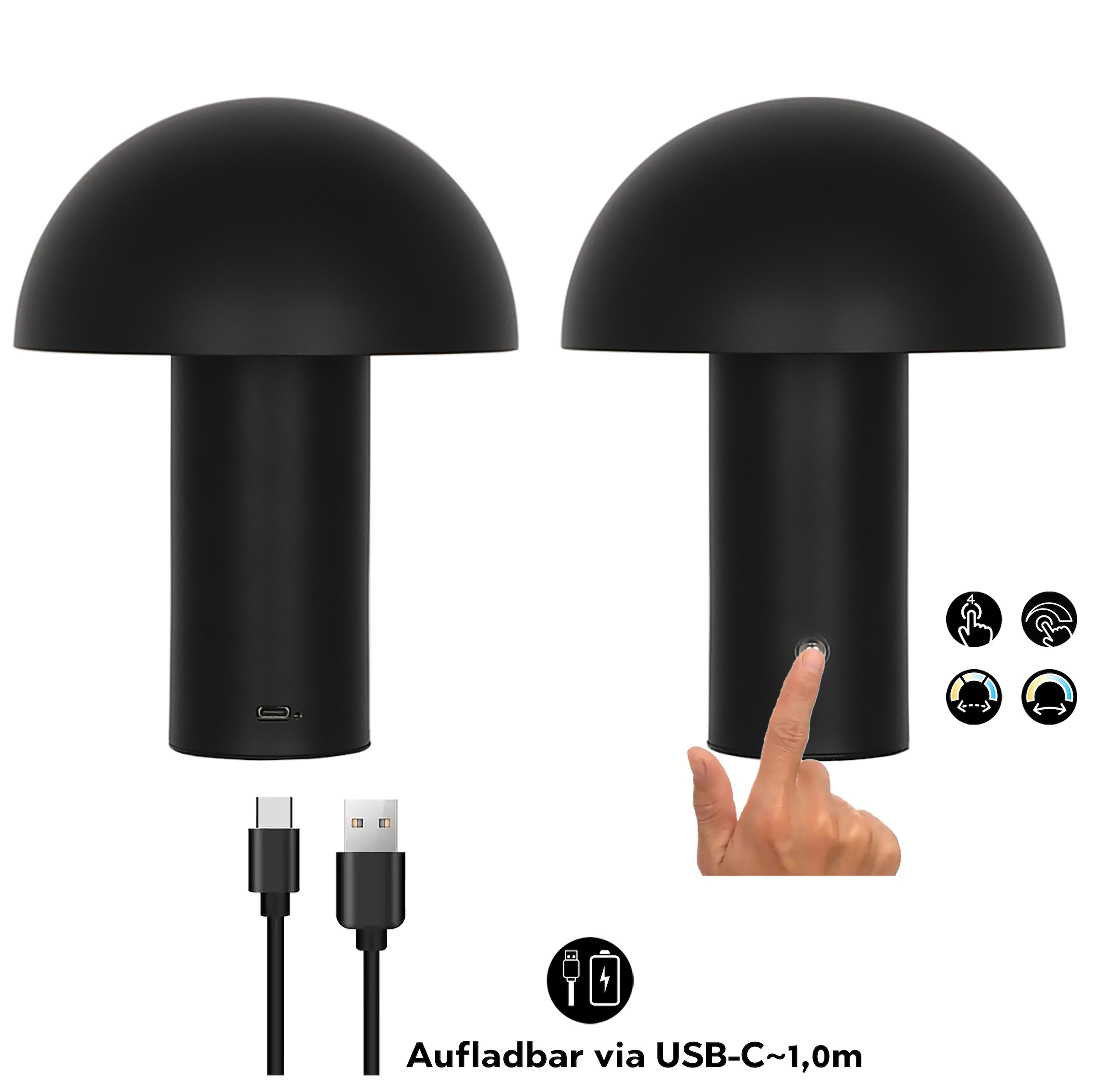 s.Oliver LED Tischleuchte »Hillu« LED-Modul 1 Stk. warmweiß - kaltweiß stufenlos dimmbar Typ-C-Ladekabel im Lieferumfang enthalten