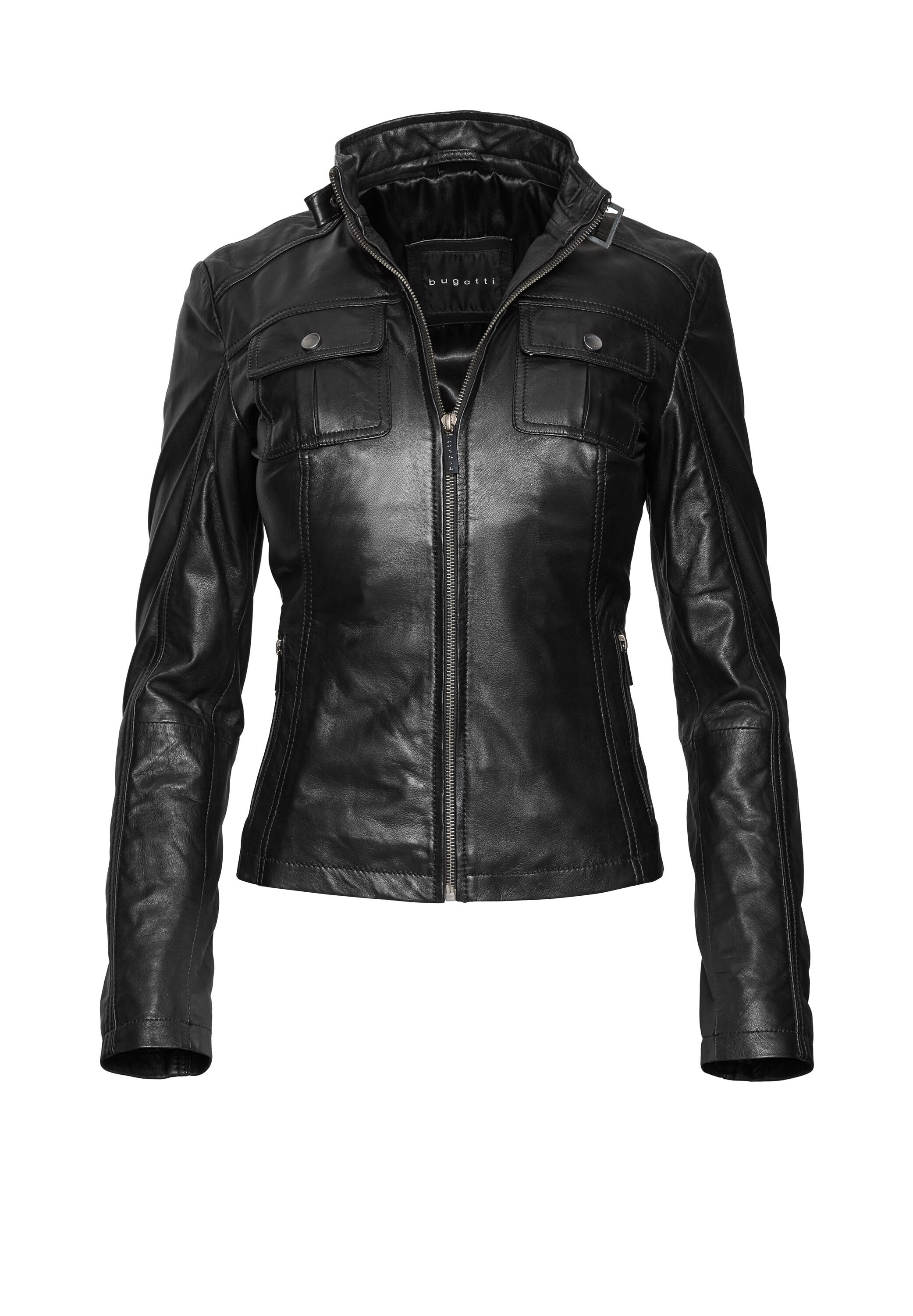 bugatti Lederjacke "bugatti Lederjacke" ohne Kapuze aus hochwertigem Leder