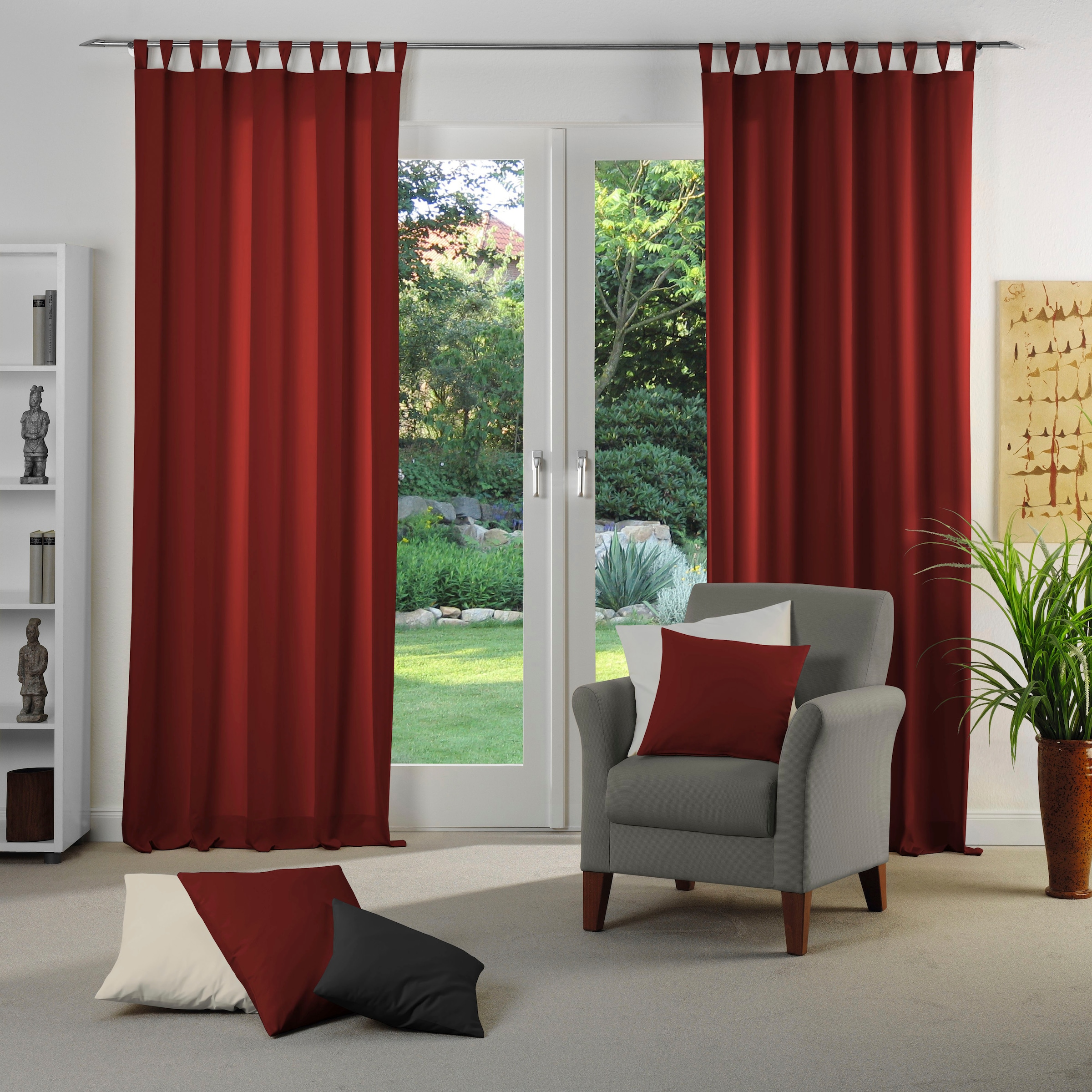 Vorhang WIRTH, B:142cm H:265cm, rot, Polyester, Wohnzimmer, Gardinen, "Dim out", nach Maß