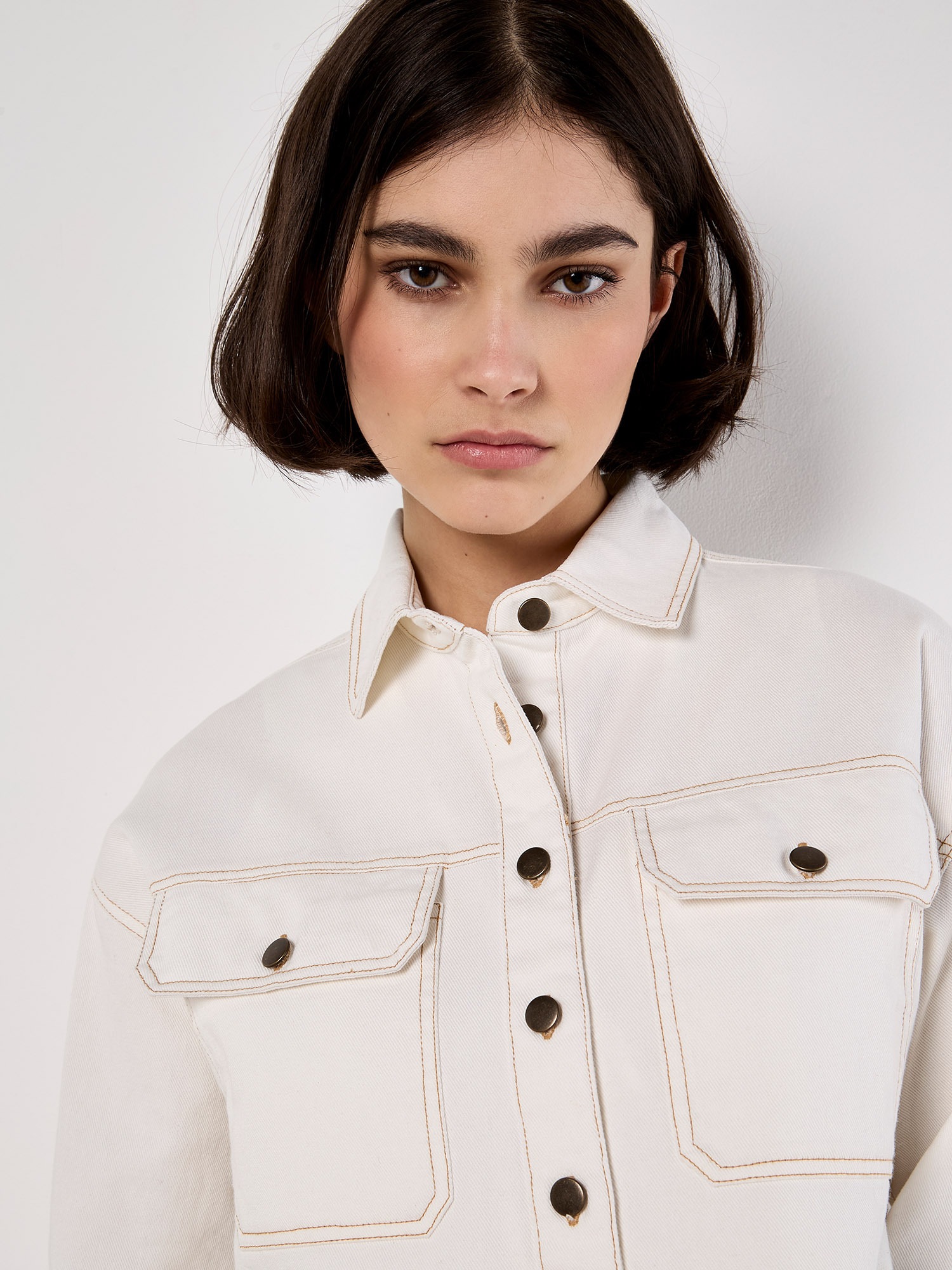 Apricot Klassische Bluse »Kurzes Baumwoll-Jeanshemd« in Croppedlänge