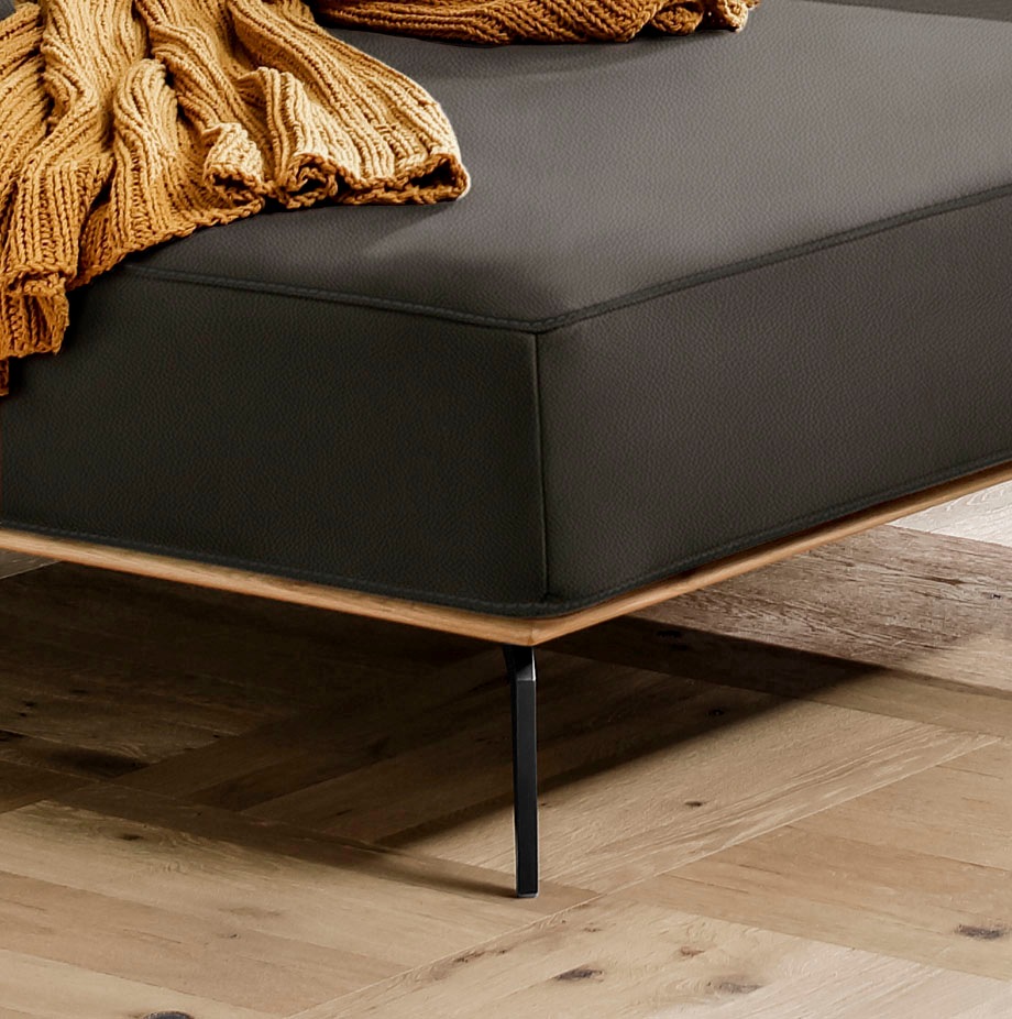 W.SCHILLIG Ecksofa »run, Designsofa mit tollem Sitzkomfort, bequem, L-Form«, mit Holzsockel, Füße in Schwarz pulverbeschichtet, Breite 319 cm