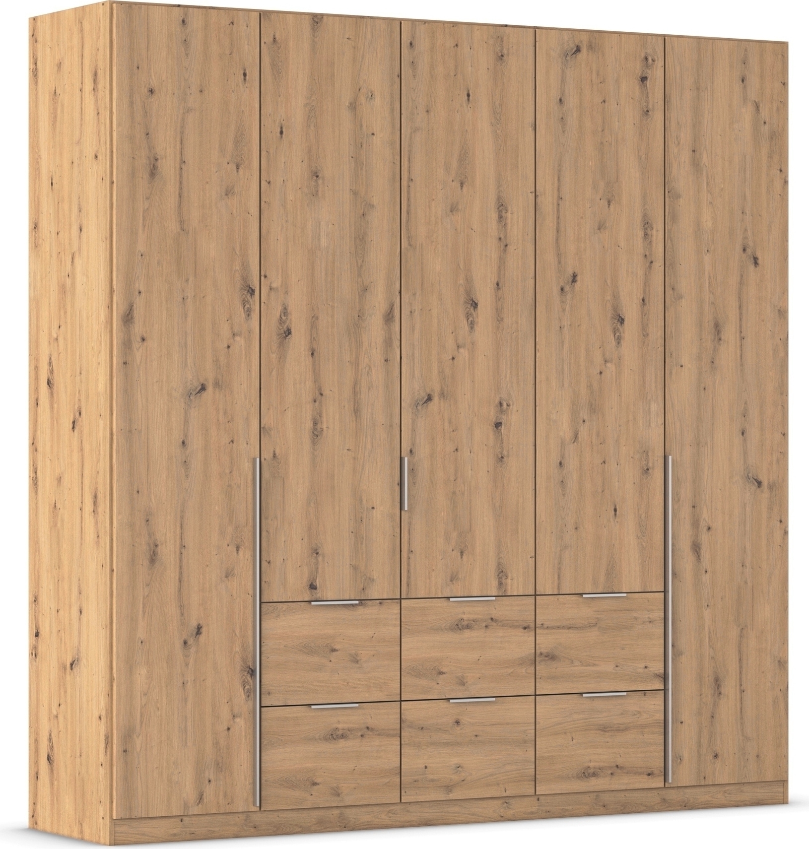 OTTO home Drehtürenschrank "Kleiderschrank Schrank Garderobe AGORDO mit Dekor- oder Hochglanzfront" in zwei Griff-Farben, Breite 226 cm, mit Außenschubkästen, Serie in 7 Breiten und 2 Höhen MADE IN GERMANY