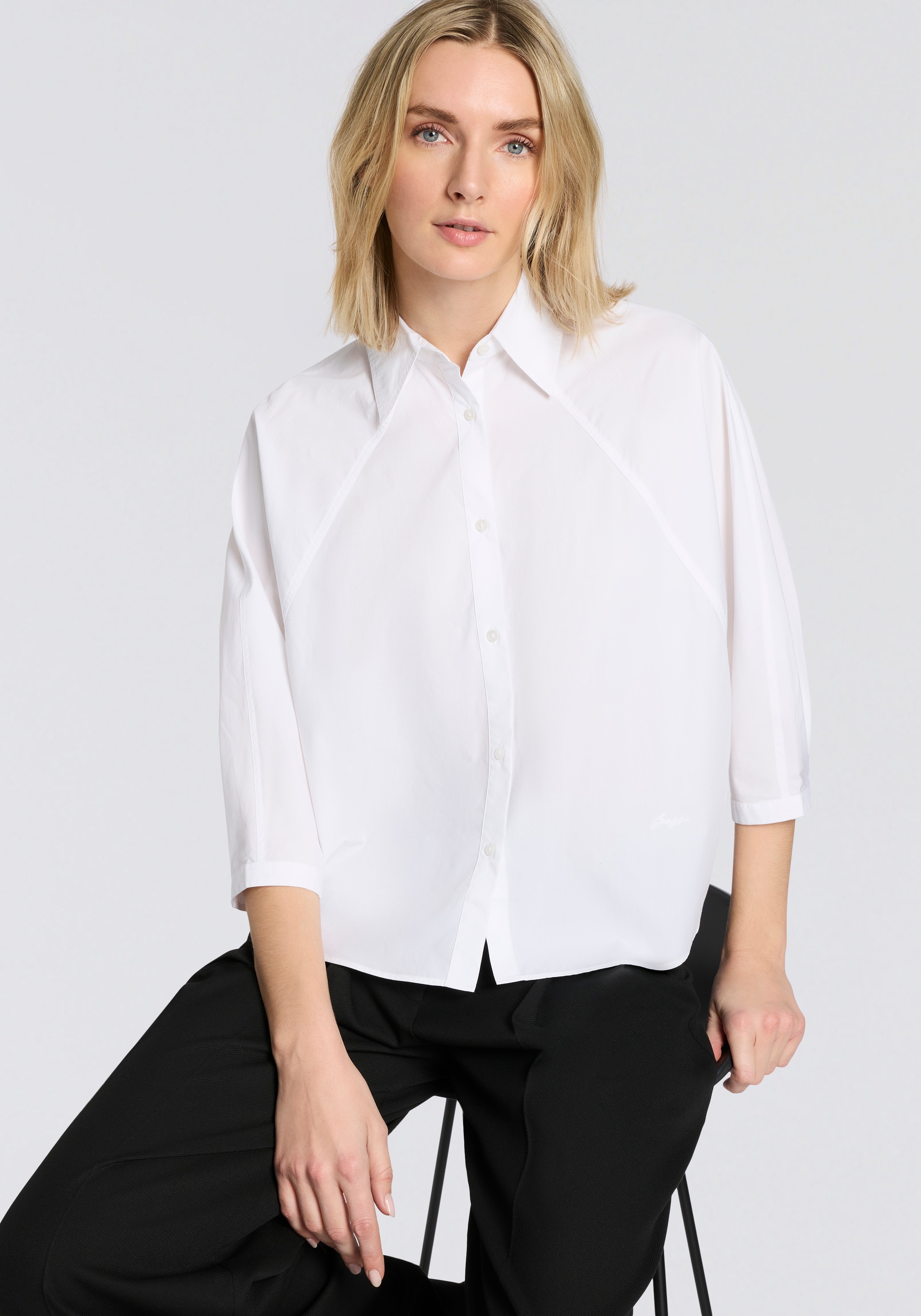 BOSS ORANGE Hemdbluse "Belenta Premium Damenmode" aus Baumwoll-Popeline, mi günstig online kaufen