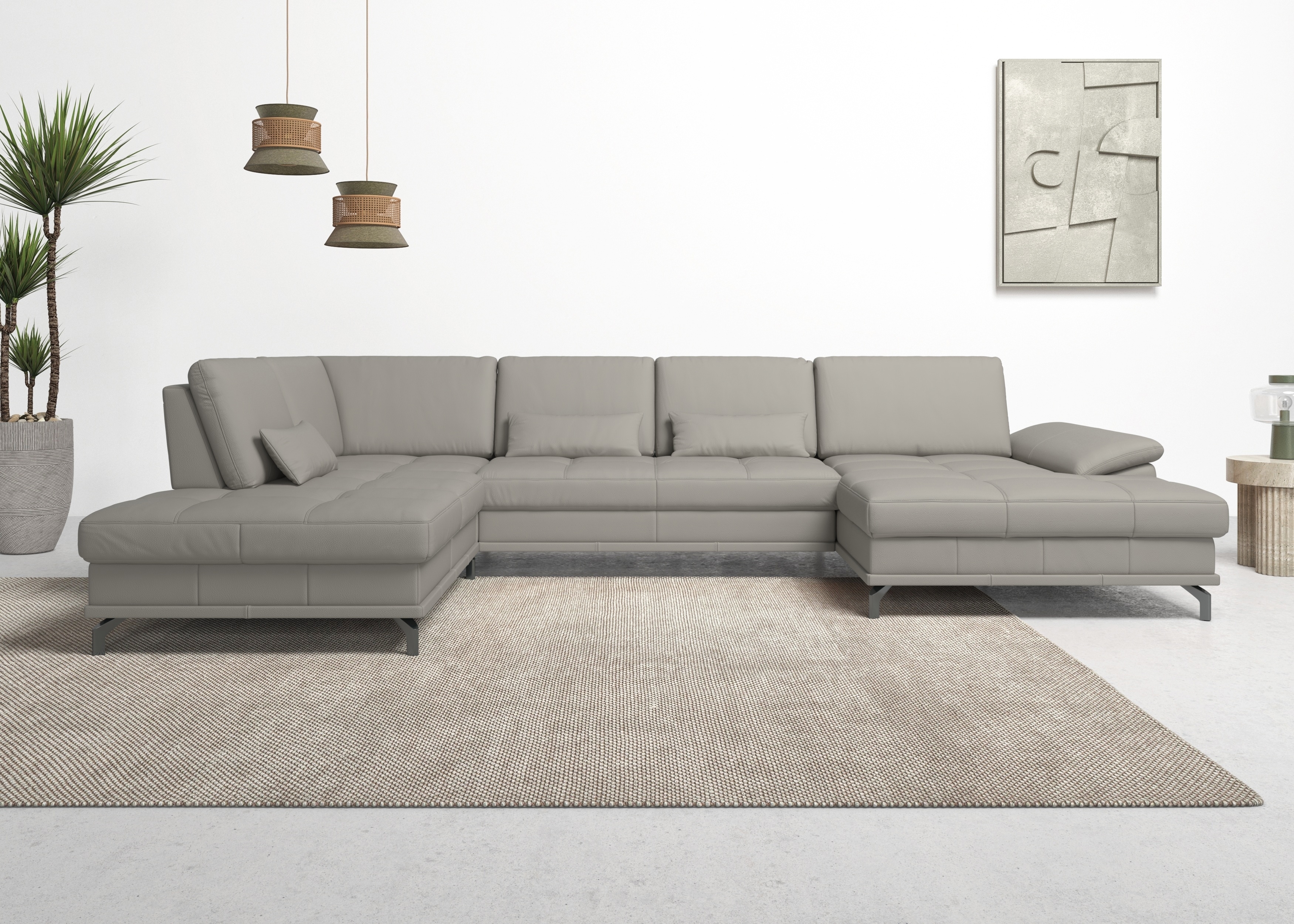 OTTO home Wohnlandschaft "Costello U-Form, B: 363 cm mit Sitztiefen-, Armteilverstellung &" 3 Nierenkissen, optional Schlaffunktion & Bettkasten
