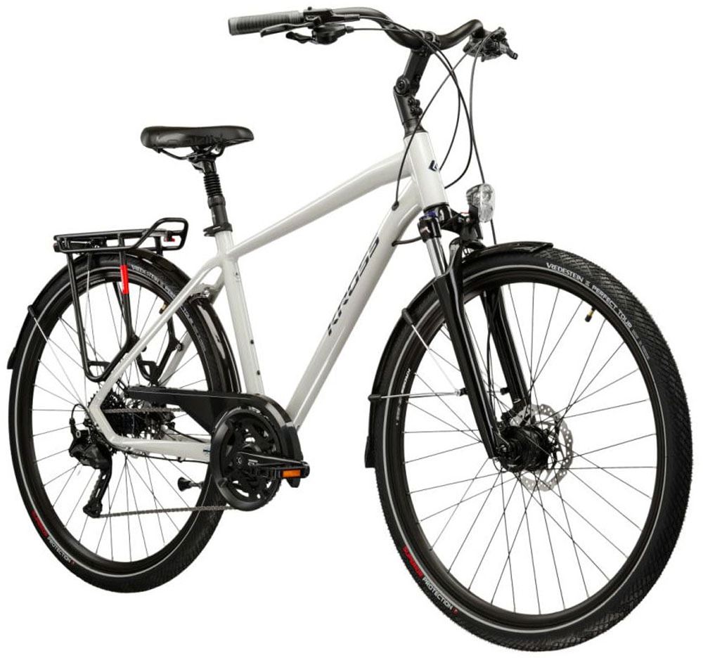 Kross Trekkingrad »KROSS Herren-Trekkingrad 28" Trans 5.0 Grau 18 Gänge 2026« 18 Gang Shimano CUES U3020 Schaltwerk Kettenschaltung