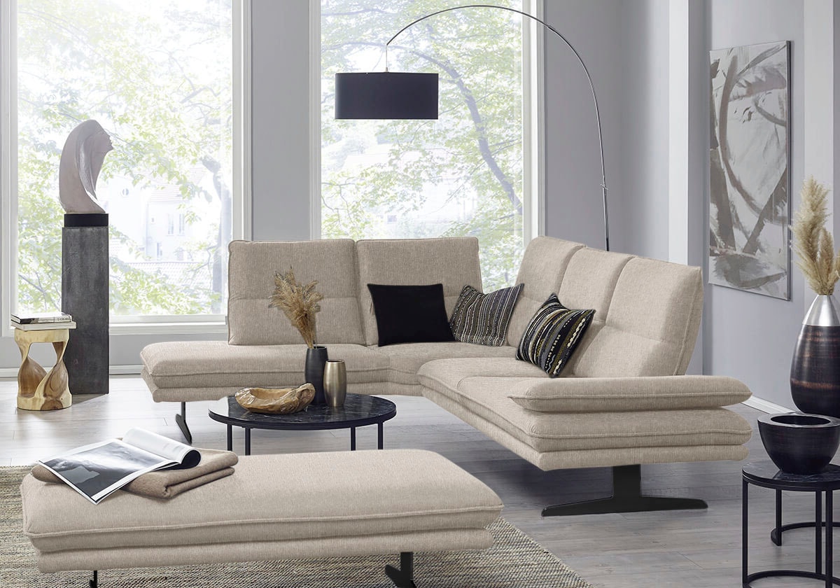 W.SCHILLIG Ecksofa "broadway, Designsofa, toller Sitzkomfort, zeitlos, elegant, L-Form" Sitztiefenverstellung, Kopfteil- & Seitenteilverstellung, Breite 284cm