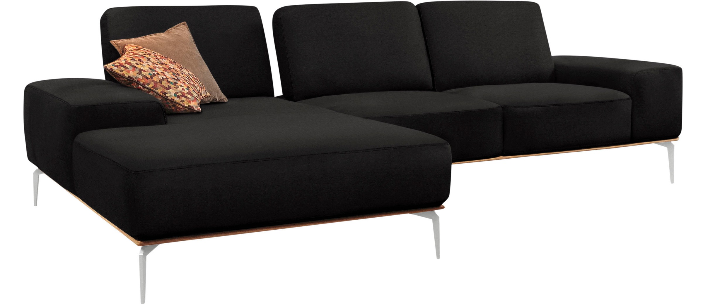 W.SCHILLIG Ecksofa »run, Designsofa, bequem, L-Form«, mit elegantem Holzsockel, Füße in Chrom glänzend, Breite 299 cm