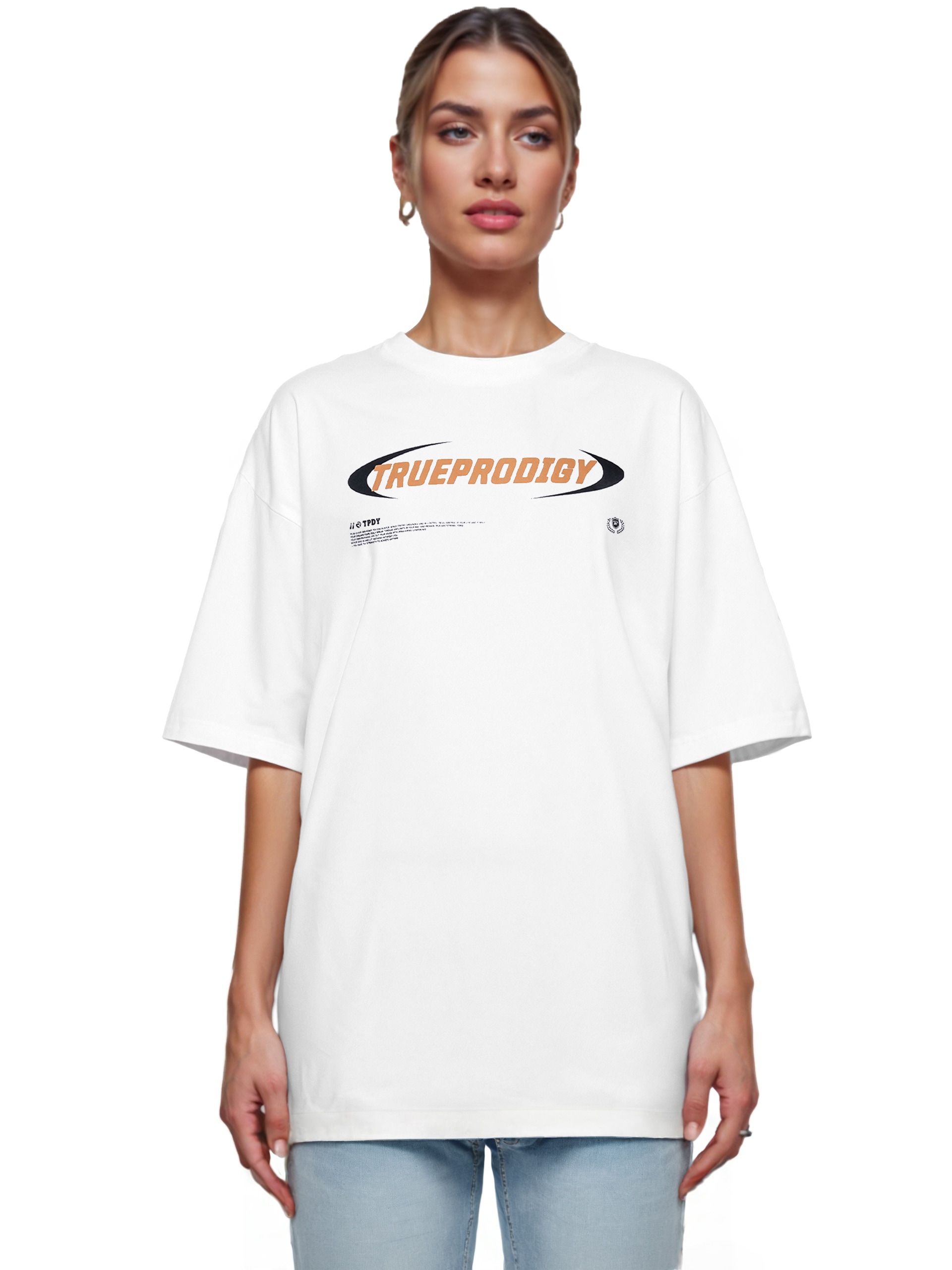 trueprodigy Oversize-Shirt "Ravi F Logo Print Oversized Rundhals"