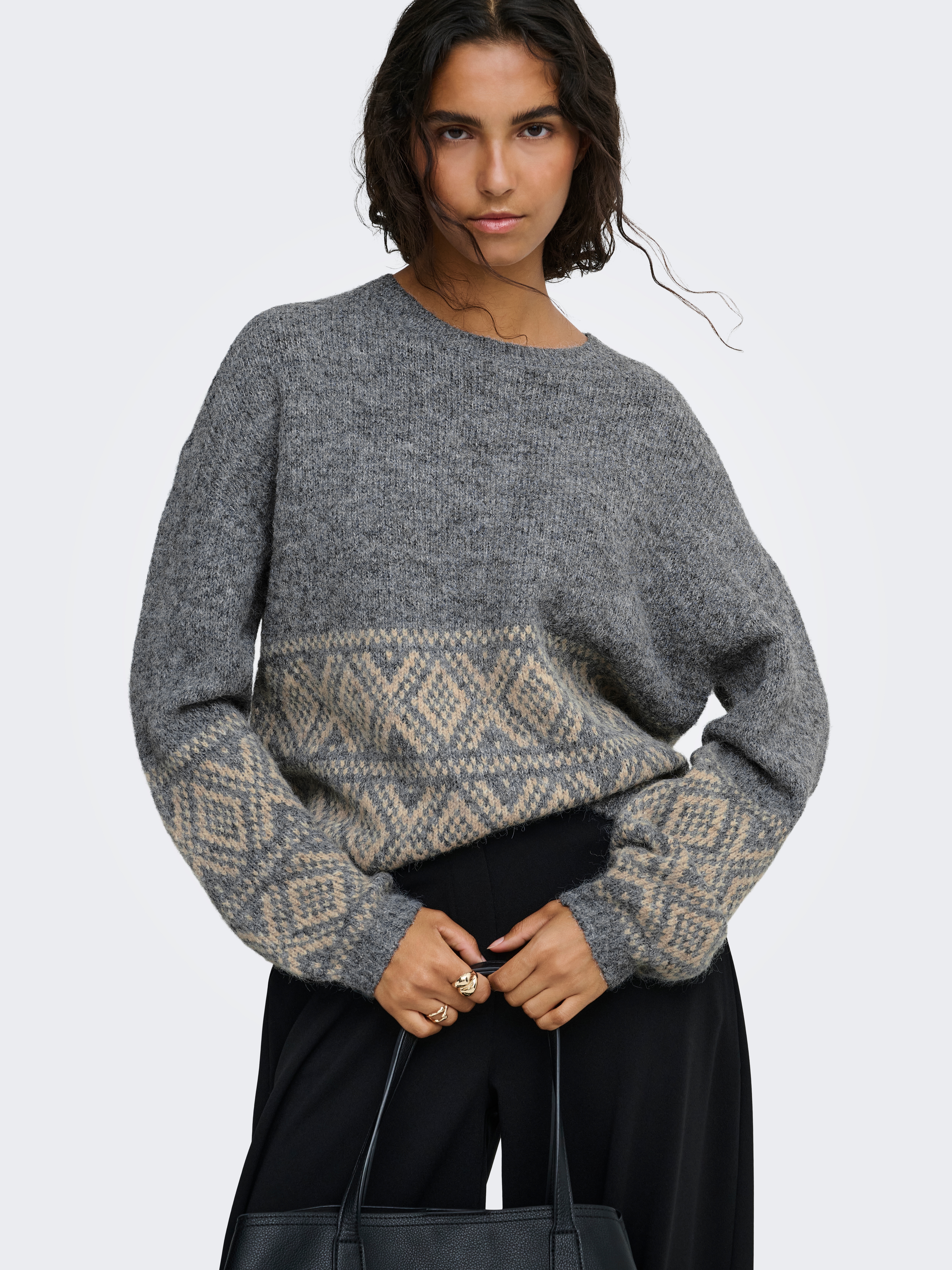 JDY Strickpullover "JDYDINA L/S ON FAROE ISLAND PULLOVE KNT" Materialmix