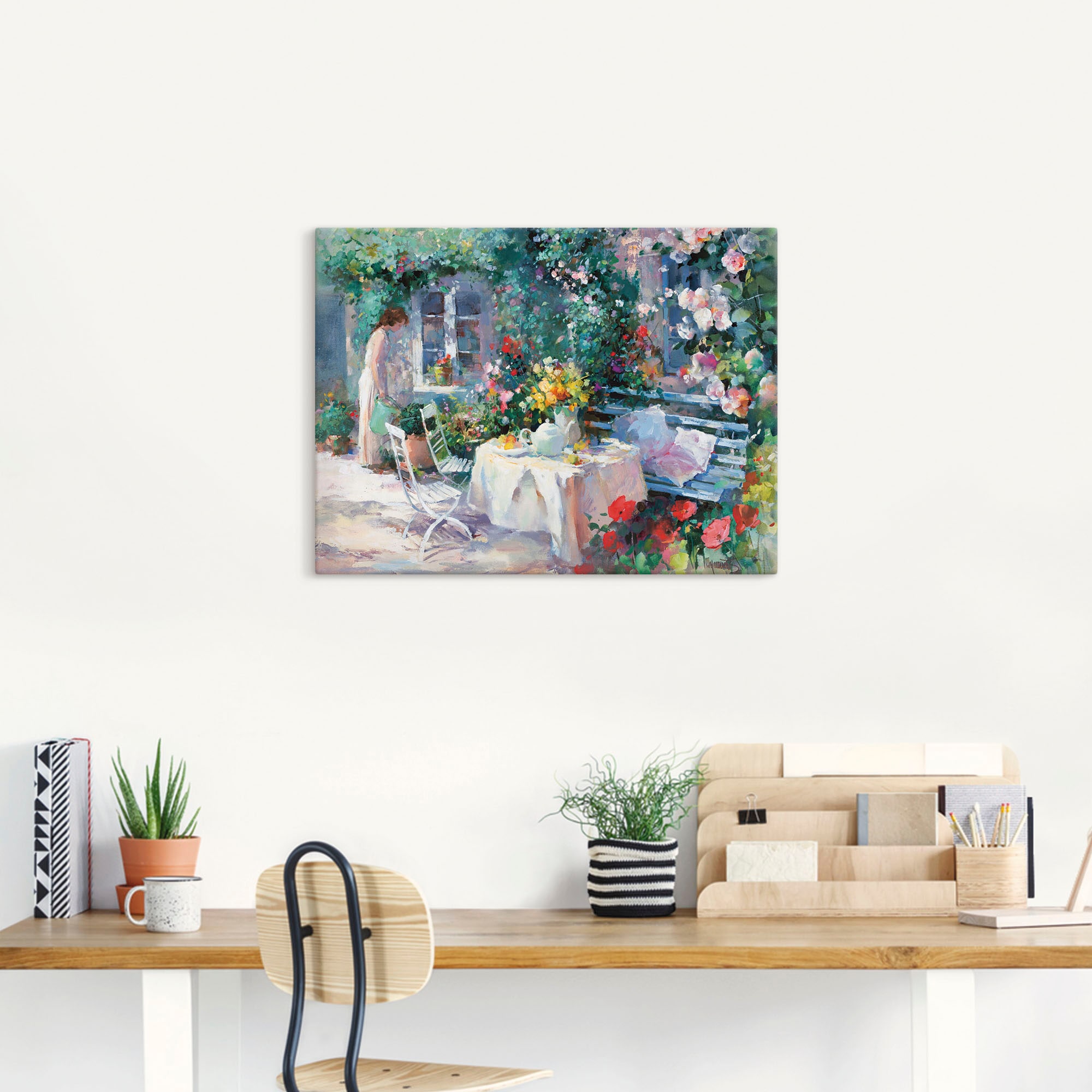 Artland Wandbild »Teezeit im Garten«, Garten, (1 St.), als Leinwandbild, Wandaufkleber in verschied. Größen