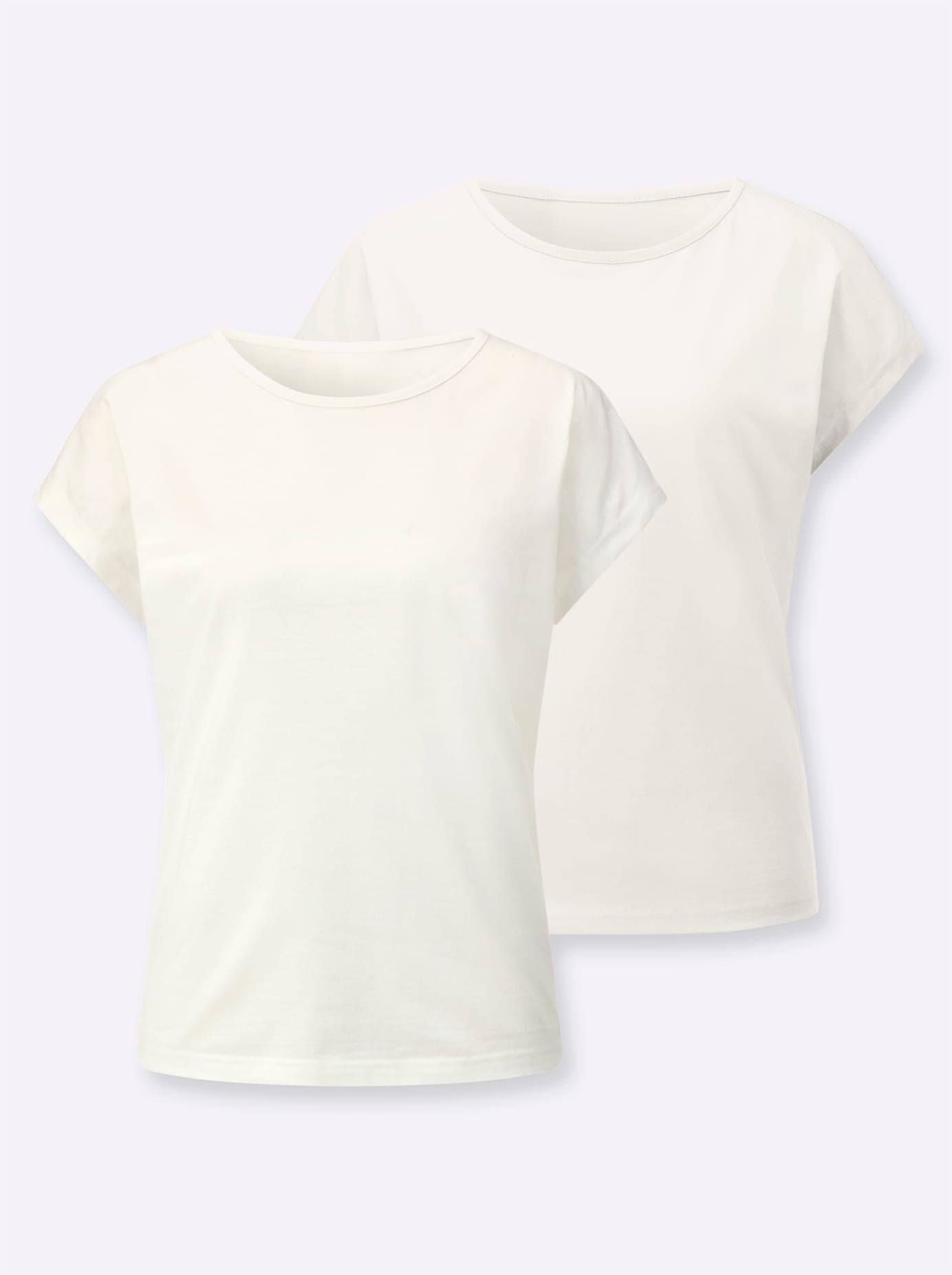 Rundhalsshirt CASUAL LOOKS "2er-Pack Shirts", Damen, Gr. 50, ecru, ecru, 100% Baumwolle, unifarben, Rundhals, Shirts Rundhalsshirt