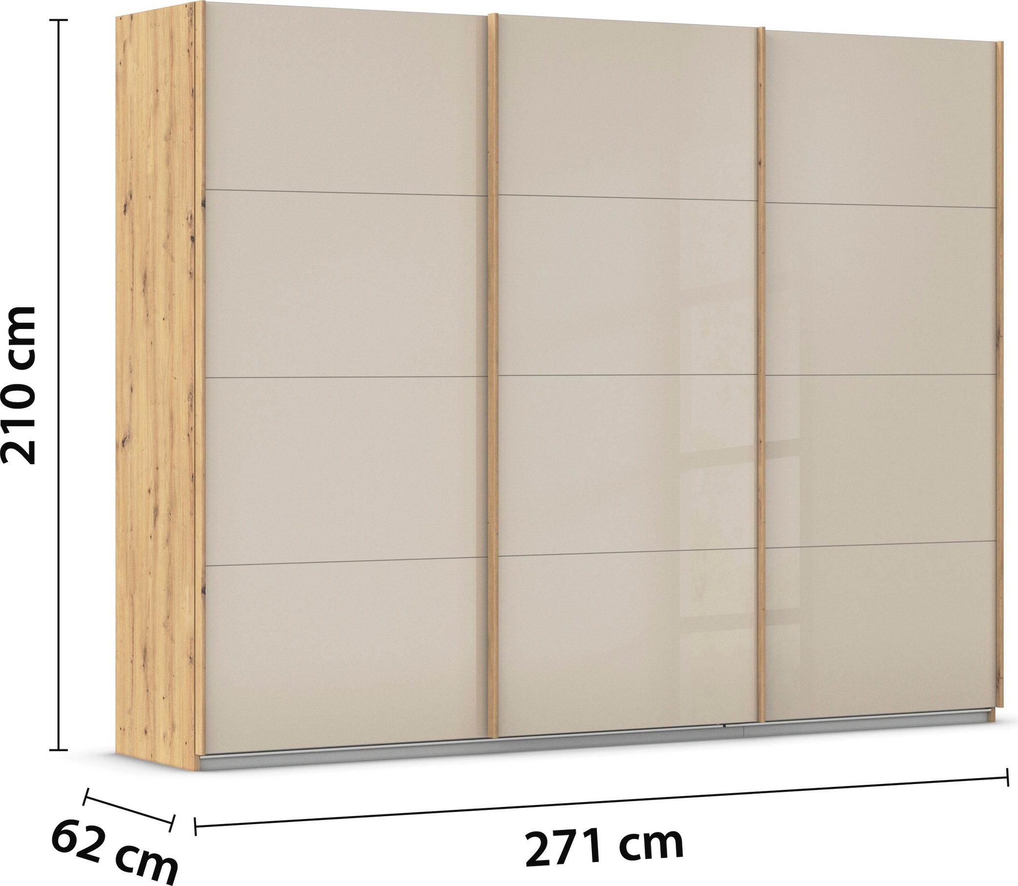 rauch Schwebetürenschrank »Kleiderschrank Schrank Garderobe AGORDO mit Glasfront«, durchdachte Innenausstattung, in 4 Breiten und 2 Höhen MADE IN GERMANY