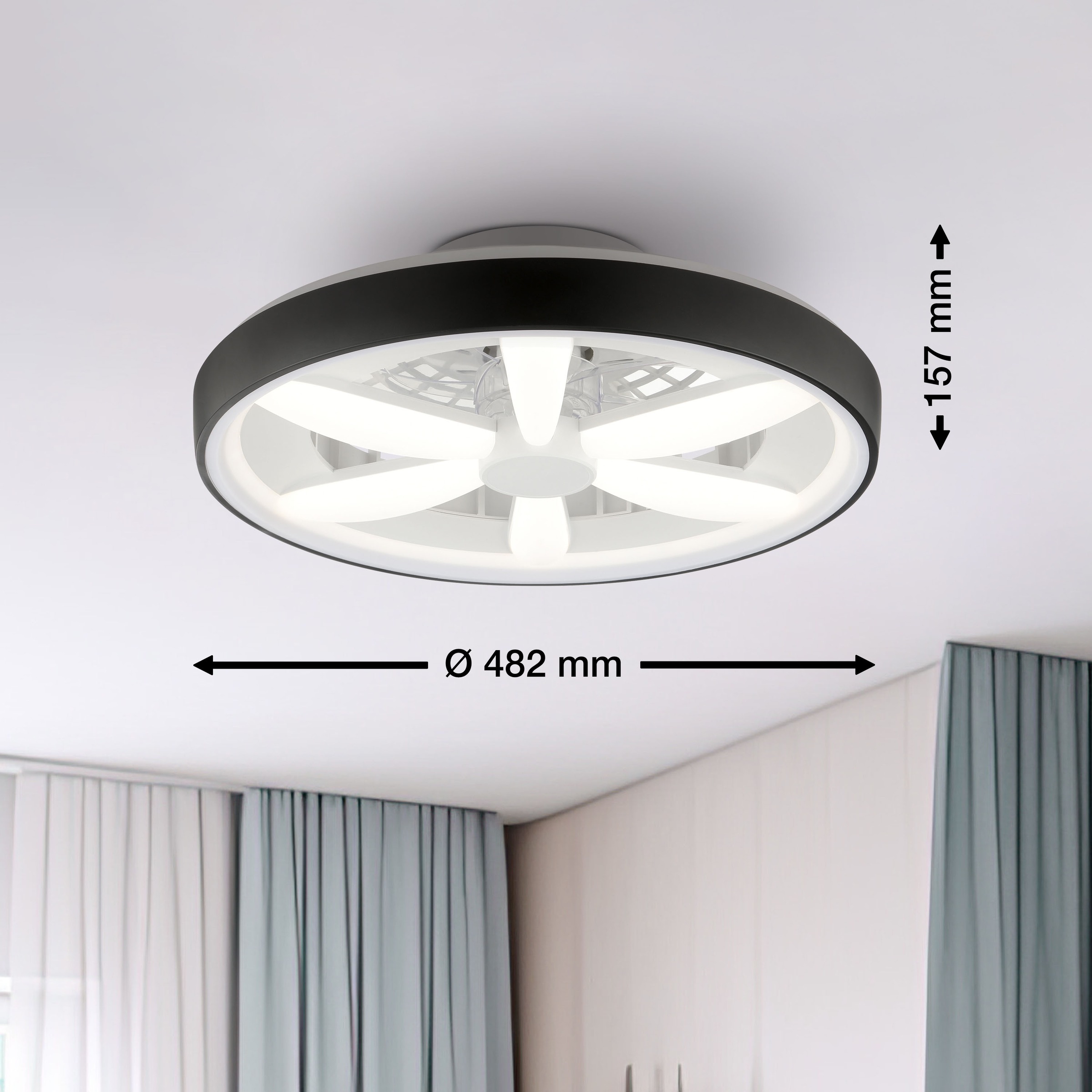 Brilliant LED Deckenleuchte »Gaiano« 1 Stk. warmweiß - kaltweiß Ø 48cm mit Ventilator, 6400 lm, dimmbar, RGB, 2700-6500 K
