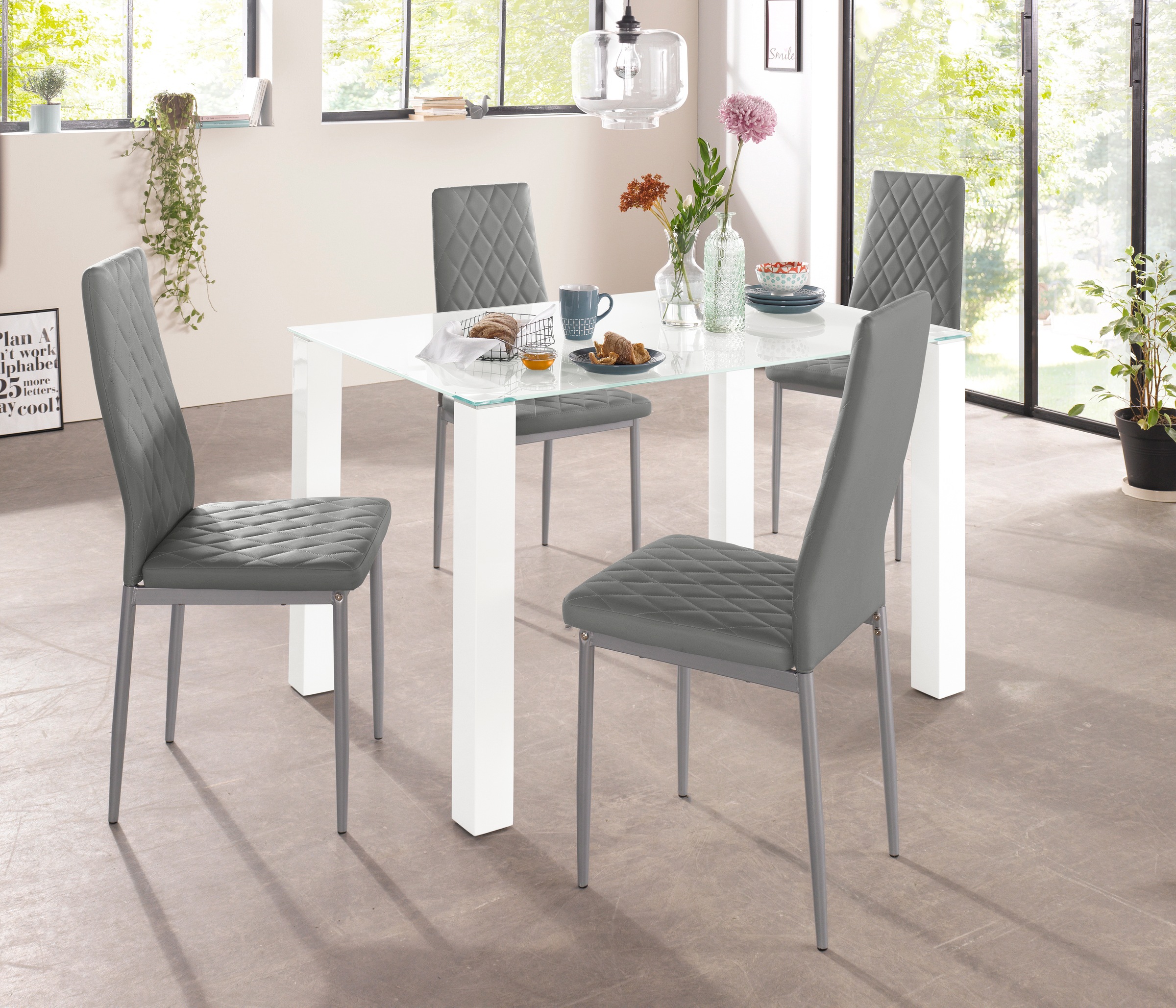 OTTO home Essgruppe Set, 5 Stk. tlg. 160 cm breiter Glastisch, verschiedene günstig online kaufen