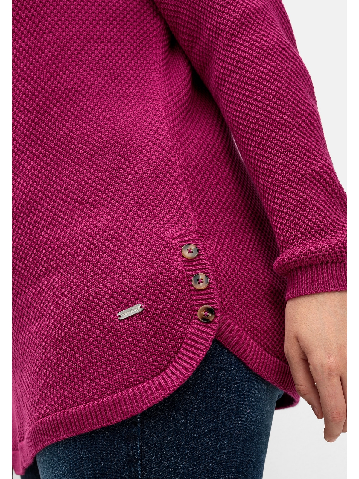 Sheego Strickpullover »Große Größen«, im Strukturstrick, mit Zierknöpfen seitlich