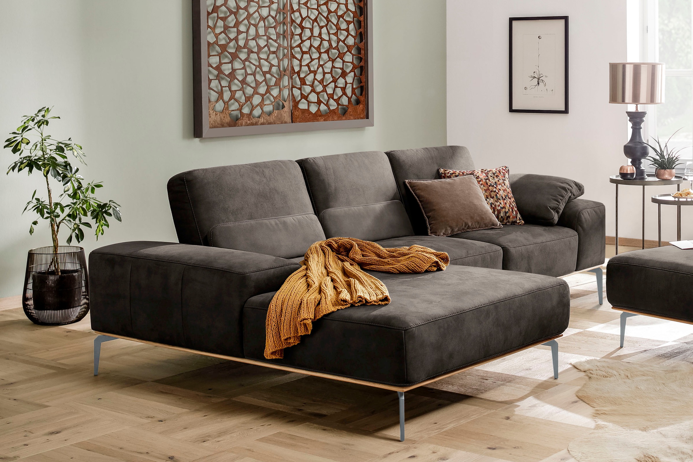 W.SCHILLIG Ecksofa "run", mit elegantem Holzsockel, Füße in Silber matt, Br günstig online kaufen