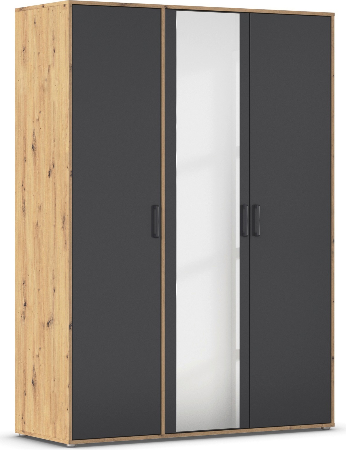 rauch "Kleiderschrank Schrank Garderobe Wäscheschrank VOYAGER" in 3 verschiedenen Ausstattungen BASIC/CLASSIC/PREMIUM, mit modernen Griffen in Graumetallic und Spiegel