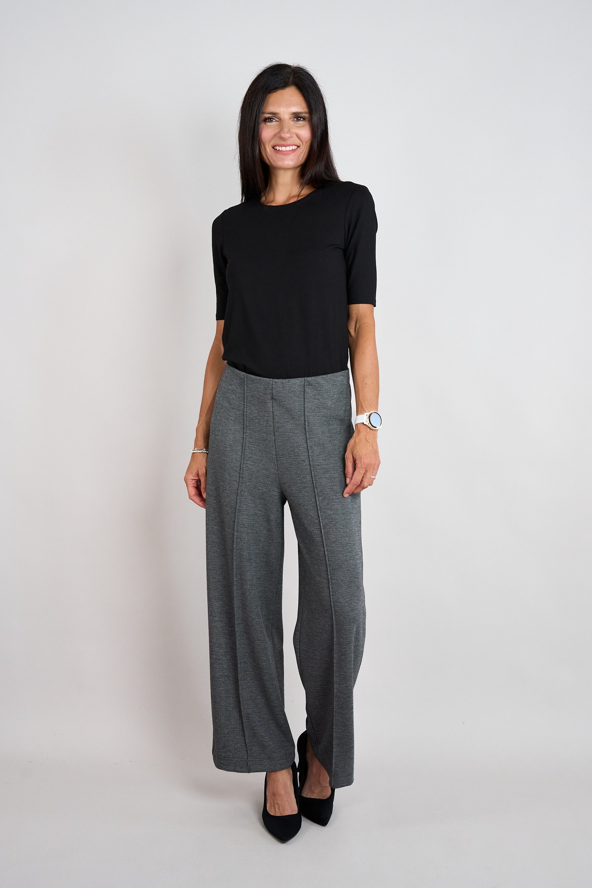 Seidel Moden Stoffhose  mit feinem Muster / Bundfalte / MADE IN GERMANY