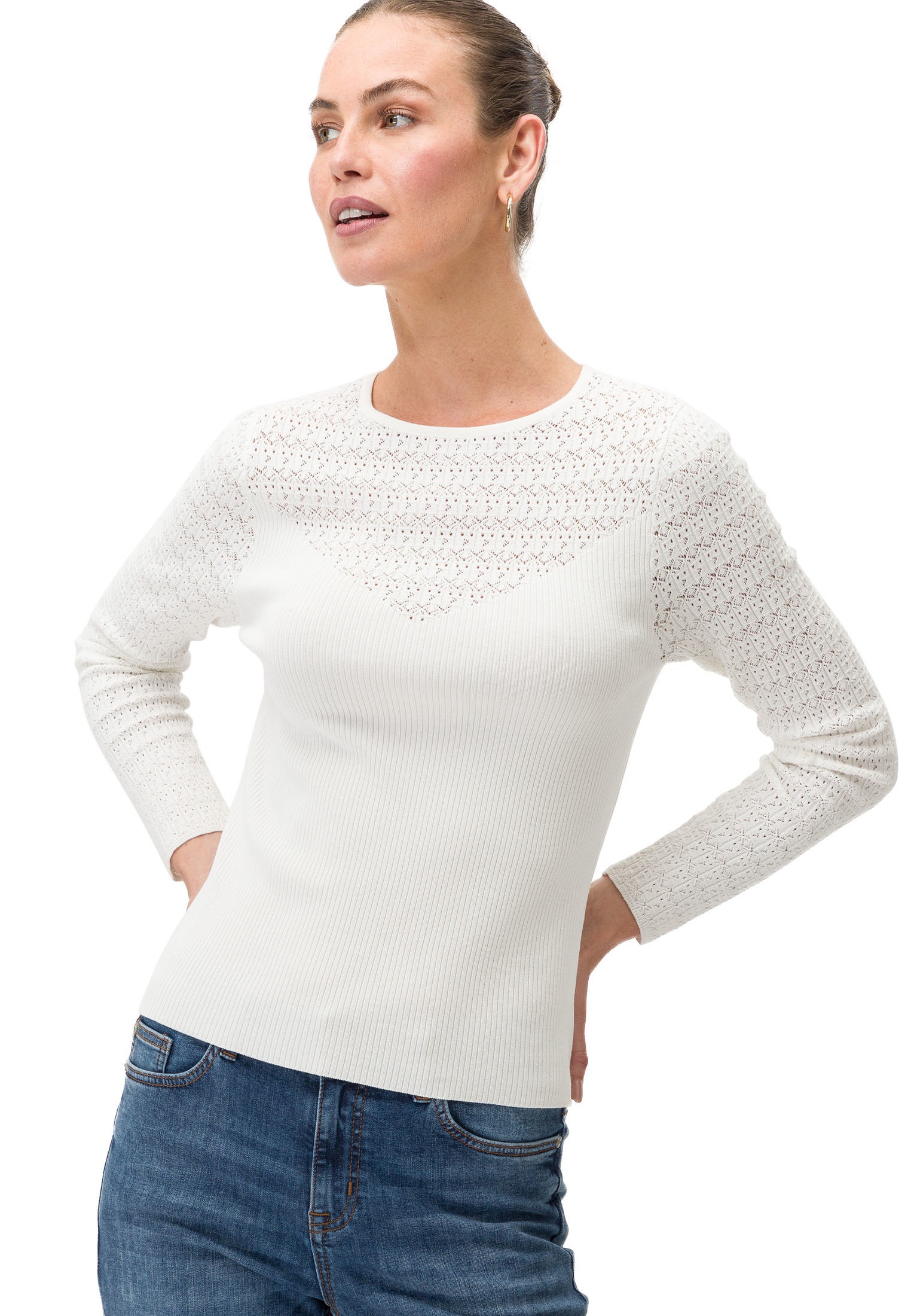 Zero Strickpullover "zero Pullover mit Lochmuster", Lochmuster günstig online kaufen