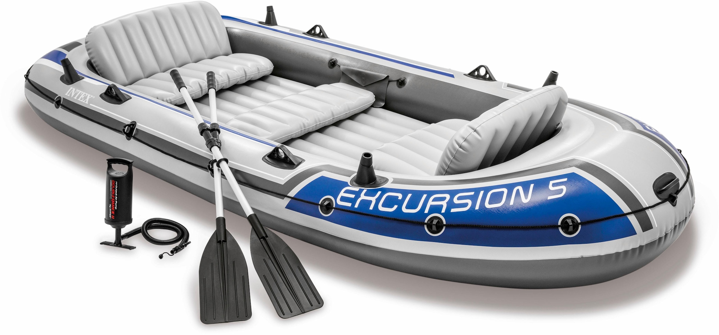 Intex Schlauchboot "Excursion 5", (Set, mit 2 Paddeln und Luftpumpe)