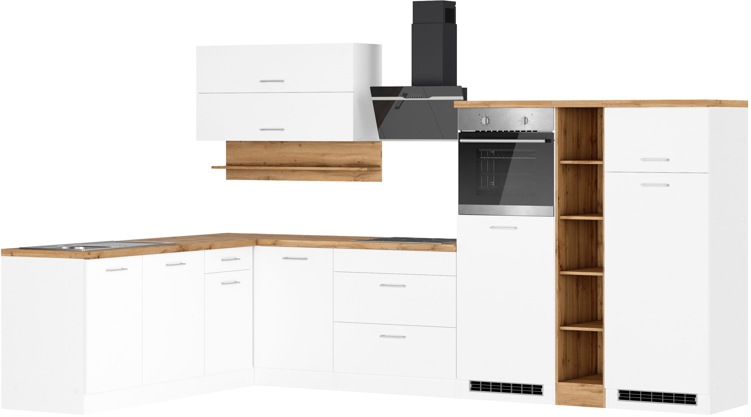 KOCHSTATION Winkelküche "KS-Milan" Stellbreite 340/220 cm, viel Stauraum, w günstig online kaufen