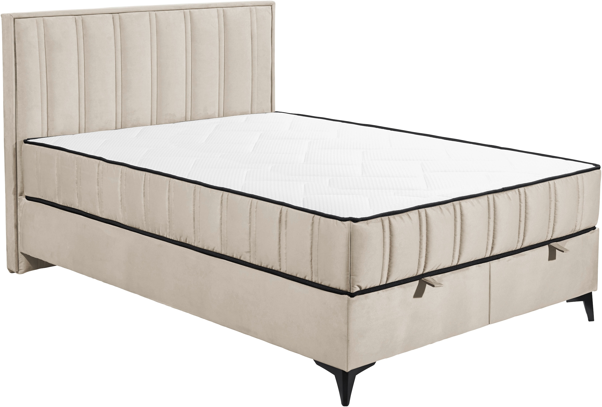 ED EXCITING DESIGN Boxbett »Monroe inkl. Bettkasten, erhältlich in den Breiten 120cm & 140cm«, Duo-Matratze - feste Seite mit Kokosmatte